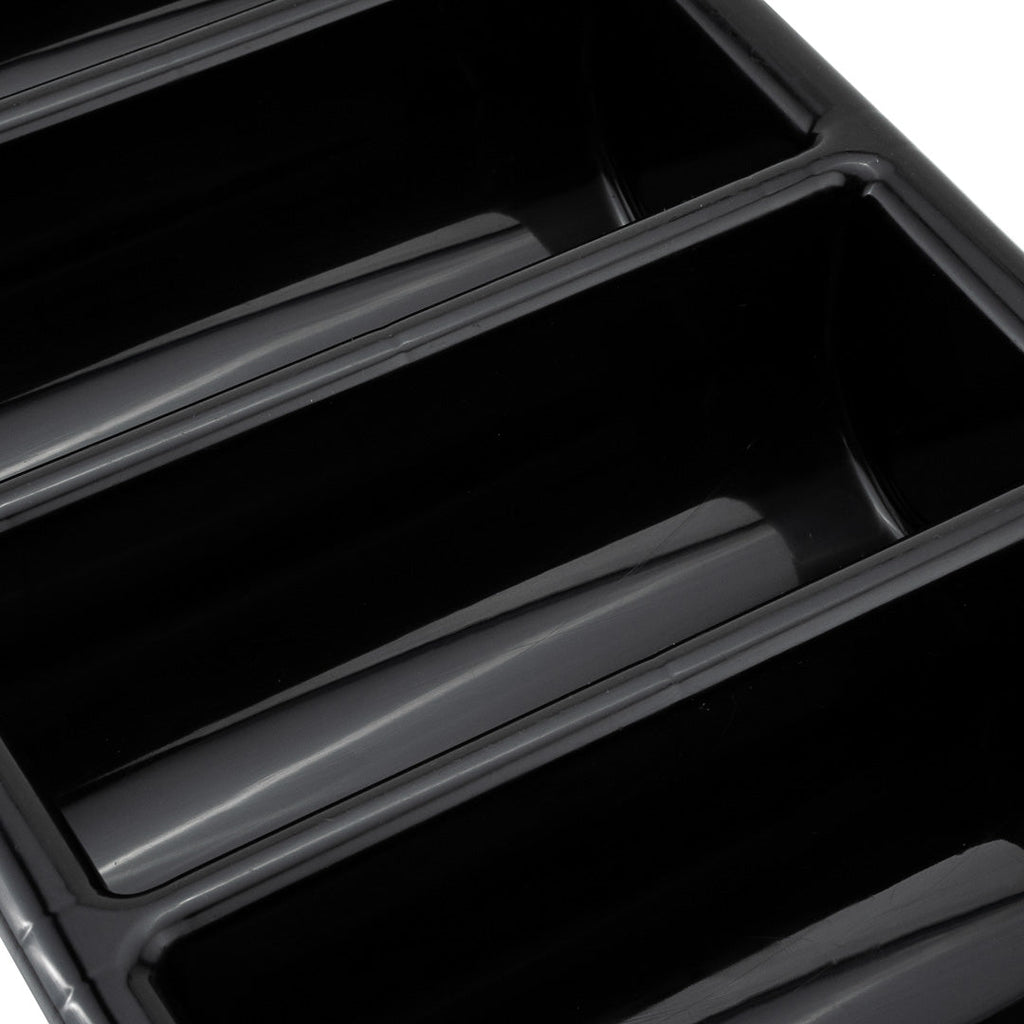 RW Clean Black Plastic Cutlery Box - 4 Compartments, with Handles - 22" x 14 1/4" x 3 1/2" - 1 count box