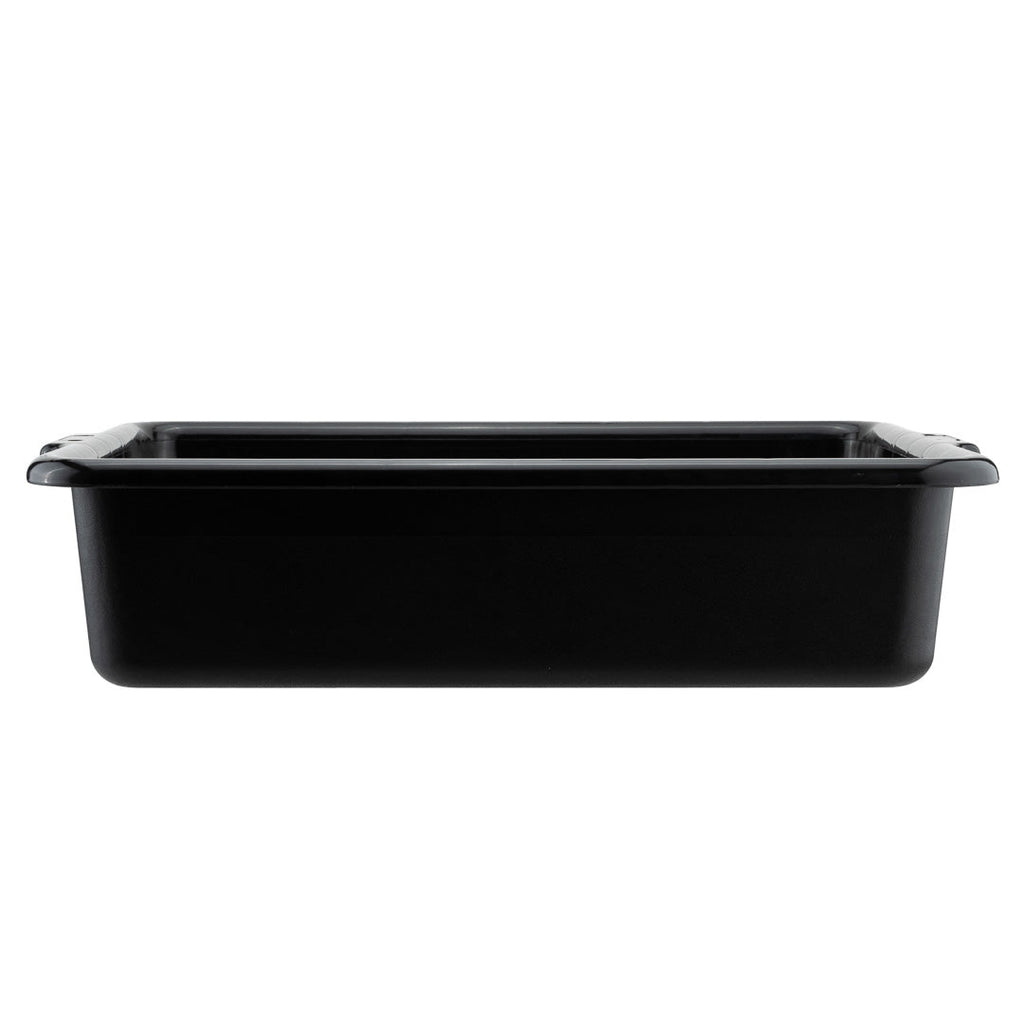 RW Clean Black Plastic Bus Tub - Easy Grip - 21 1/4" x 15 3/4" x 4 3/4" - 12 count box