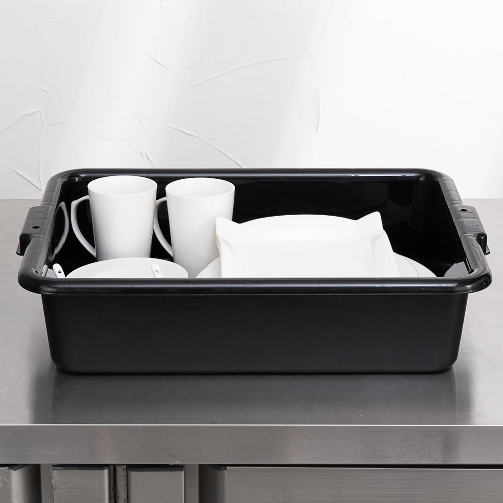 RW Clean Black Plastic Bus Tub - Easy Grip - 21 1/4" x 15 3/4" x 4 3/4" - 1 count box