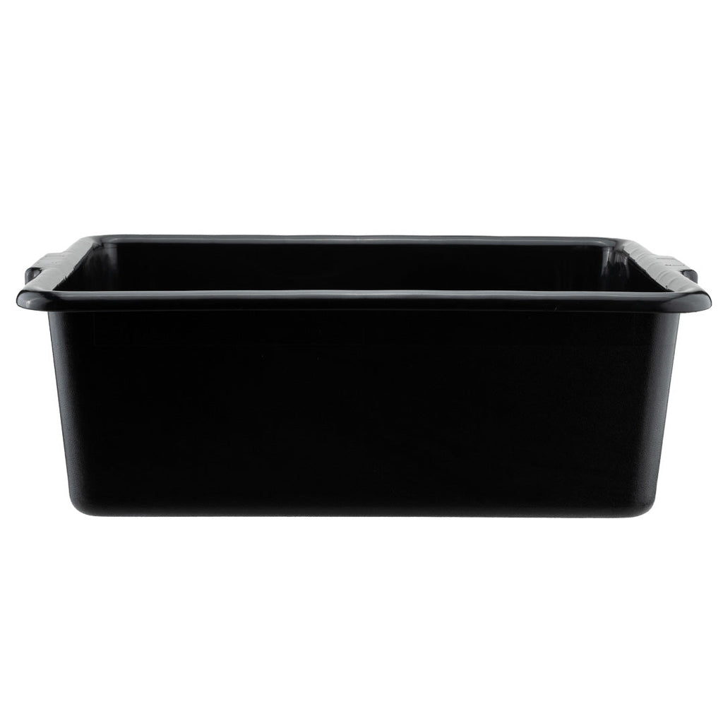 RW Clean Black Plastic Bus Tub - Deep, Easy Grip - 22" x 15 3/4" x 7" - 12 count box