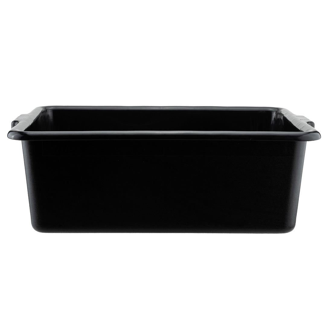 RW Clean Black Plastic Bus Tub - Deep, Easy Grip - 22" x 15 3/4" x 7" - 12 count box