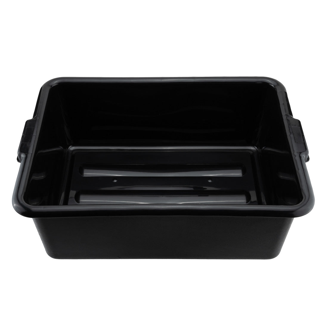RW Clean Black Plastic Bus Tub - Deep, Easy Grip - 22" x 15 3/4" x 7" - 12 count box