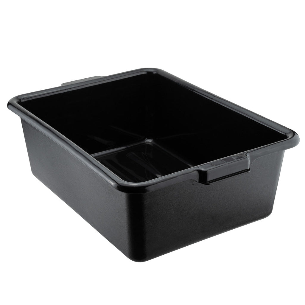 RW Clean Black Plastic Bus Tub - Deep, Easy Grip - 22" x 15 3/4" x 7" - 12 count box