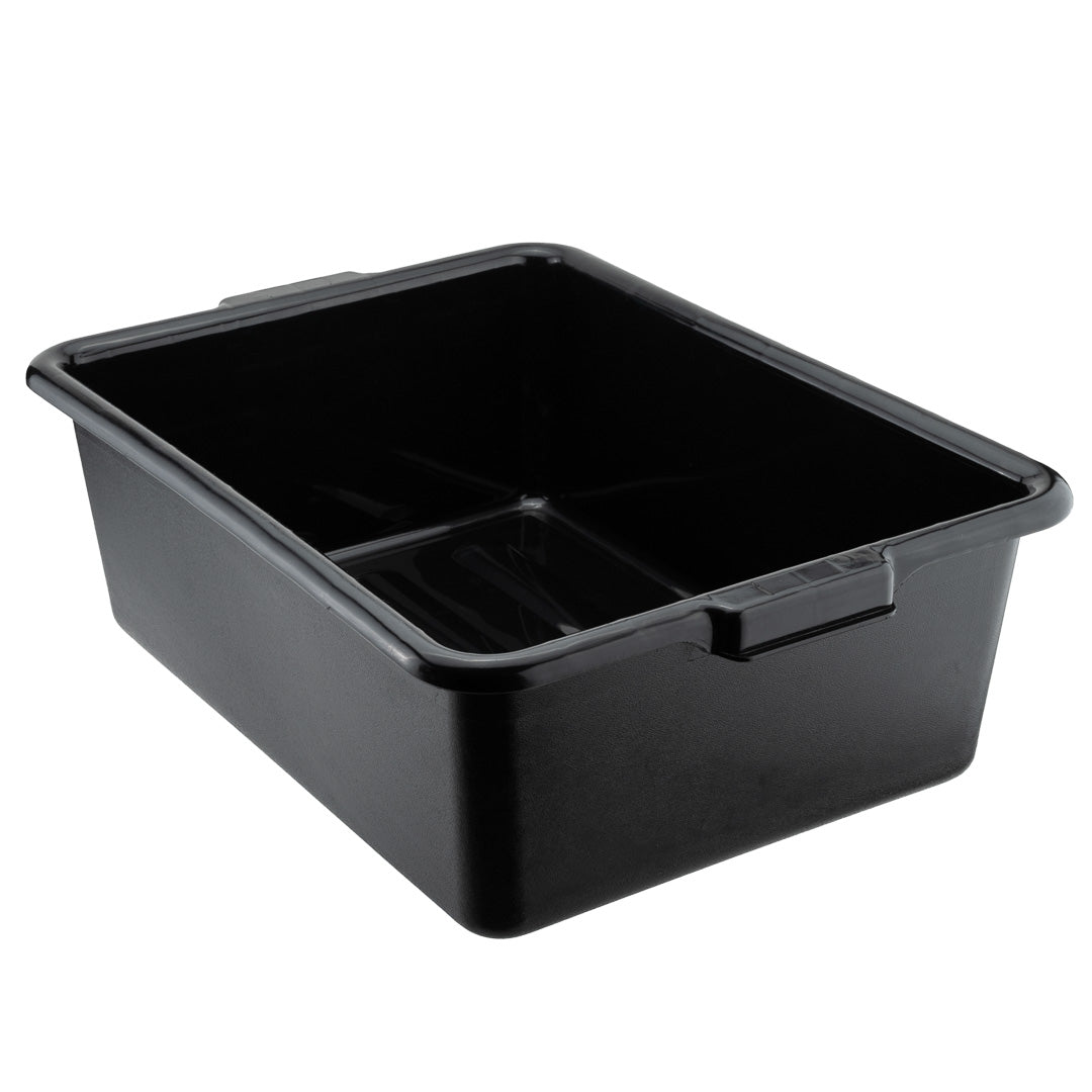 RW Clean Black Plastic Bus Tub - Deep, Easy Grip - 22" x 15 3/4" x 7" - 12 count box