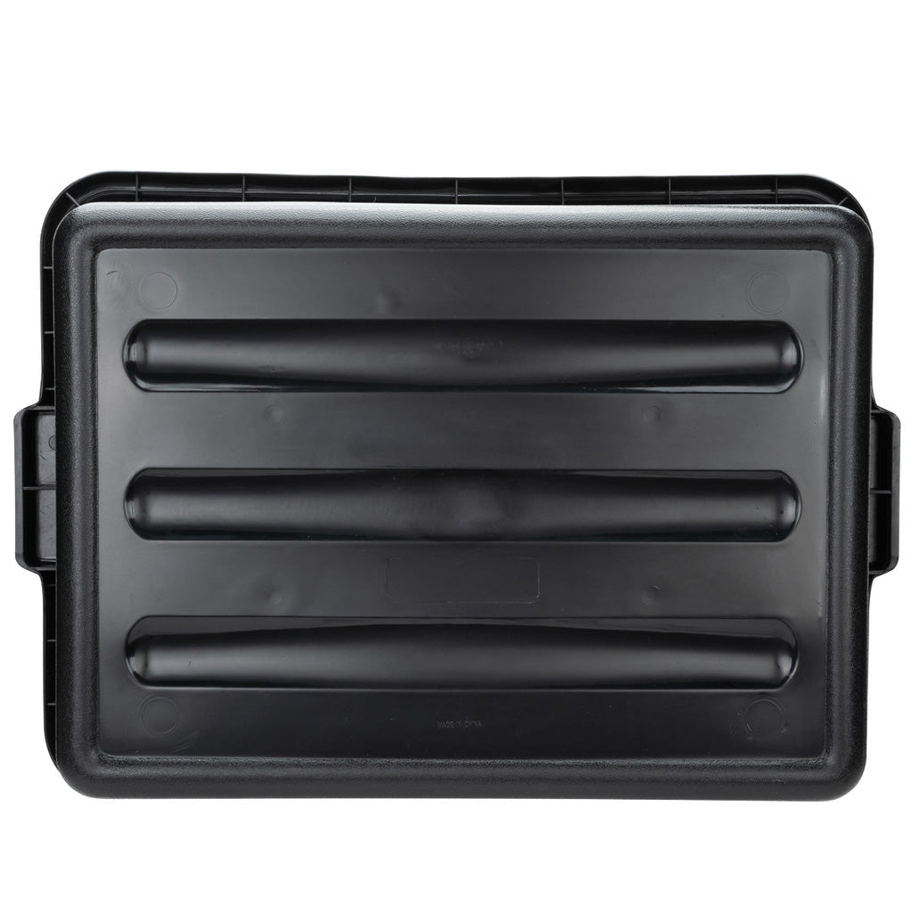 RW Clean Black Plastic Bus Tub - Deep, Easy Grip - 22" x 15 3/4" x 7" - 12 count box