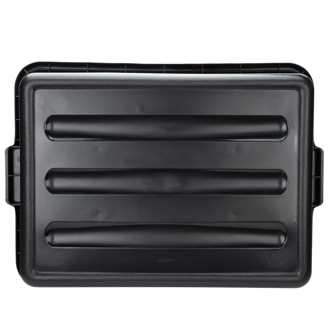RW Clean Black Plastic Bus Tub - Deep, Easy Grip - 22" x 15 3/4" x 7" - 12 count box