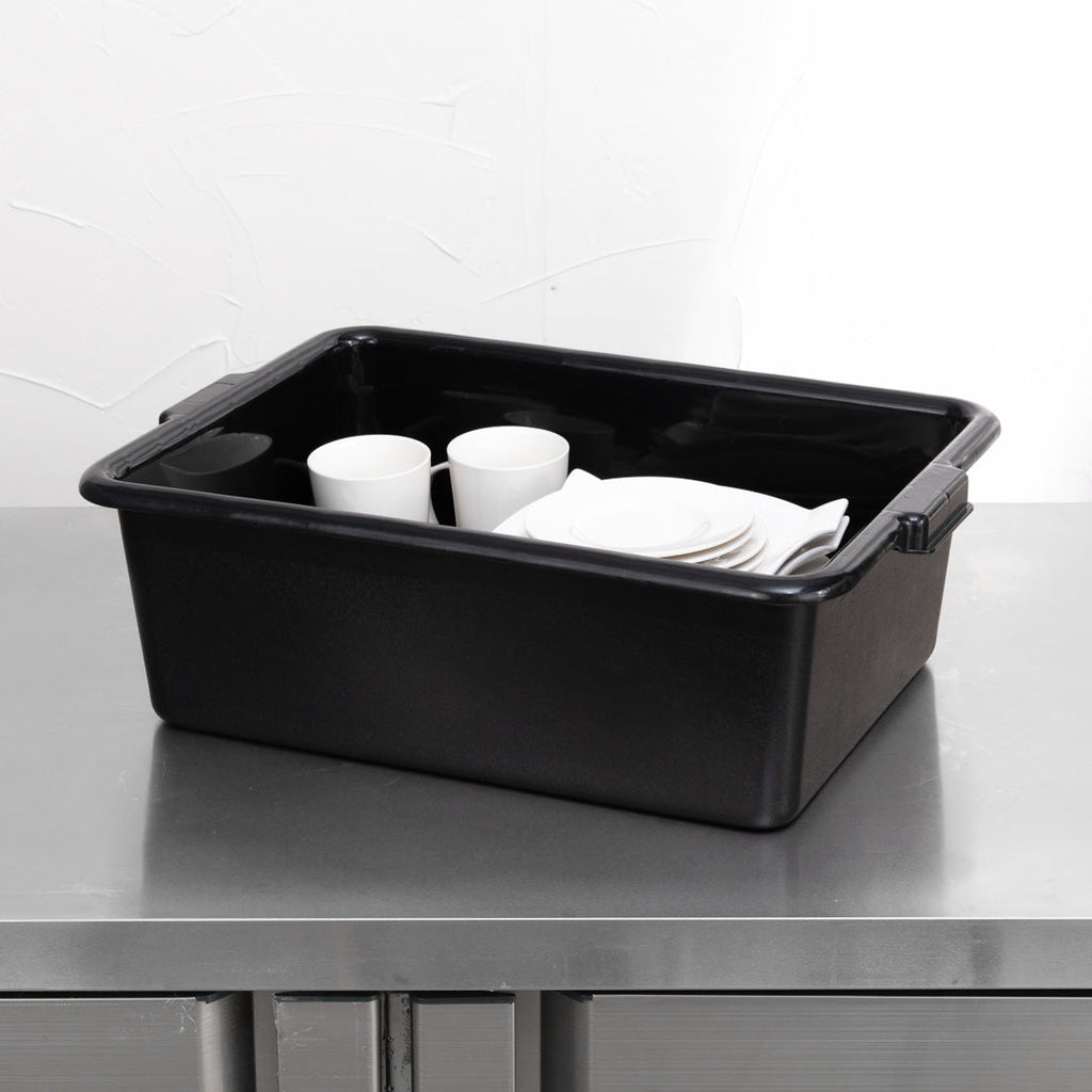 RW Clean Black Plastic Bus Tub - Deep, Easy Grip - 22" x 15 3/4" x 7" - 1 count box
