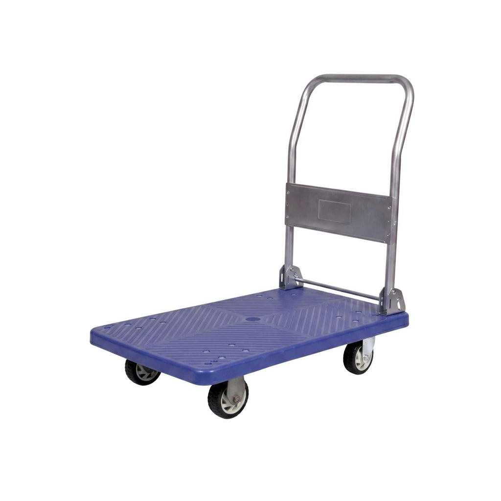 RW Clean Blue Plastic Large Folding Platform Cart - 660 lb Capacity - 35 1/2" x 23 1/4" x 27 3/4" - 1 count box