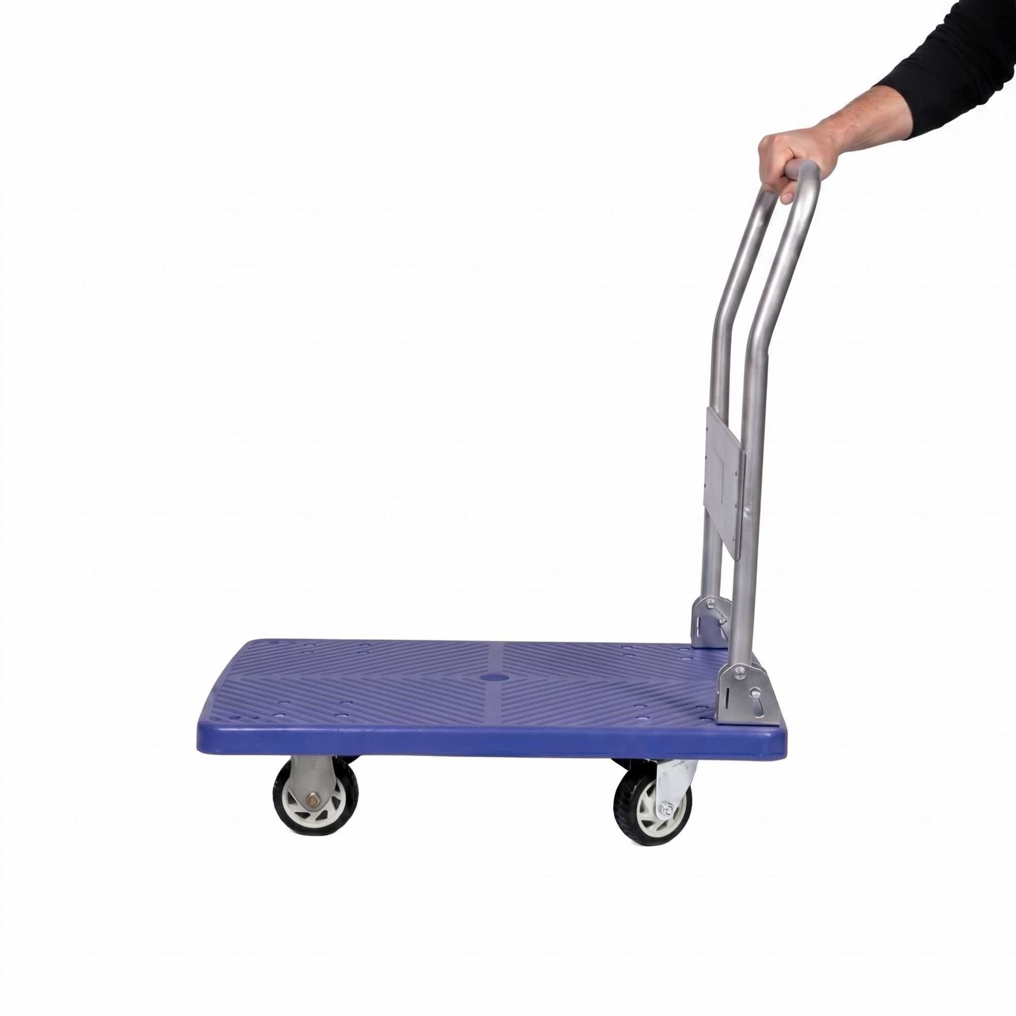 RW Clean Blue Plastic Large Folding Platform Cart - 660 lb Capacity - 35 1/2" x 23 1/4" x 27 3/4" - 1 count box