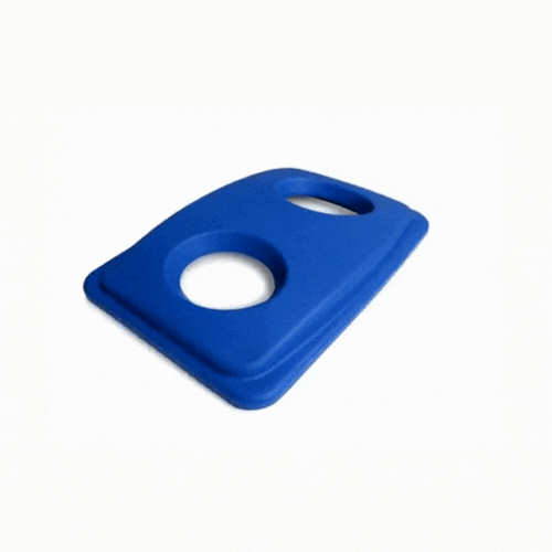 RW Clean Blue Plastic Recycling Trash Can Lid - Fits 23 gal Slim Trash Can - 22" x 11 1/2" x 3" - 1 count box