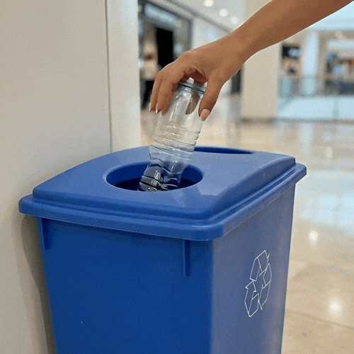 RW Clean Blue Plastic Recycling Trash Can Lid - Fits 23 gal Slim Trash Can - 22" x 11 1/2" x 3" - 1 count box