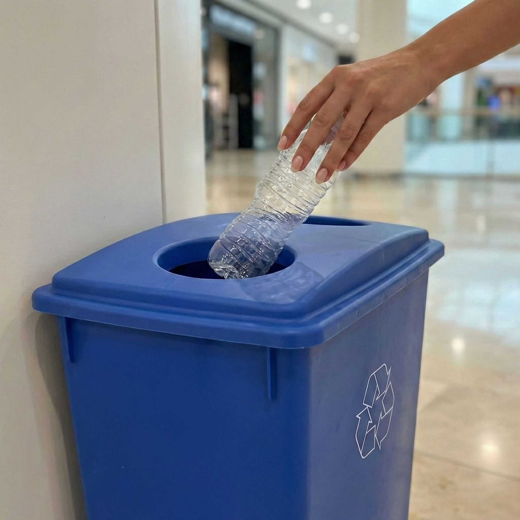 RW Clean Blue Plastic Recycling Trash Can Lid - Fits 23 gal Slim Trash Can - 22" x 11 1/2" x 3" - 1 count box