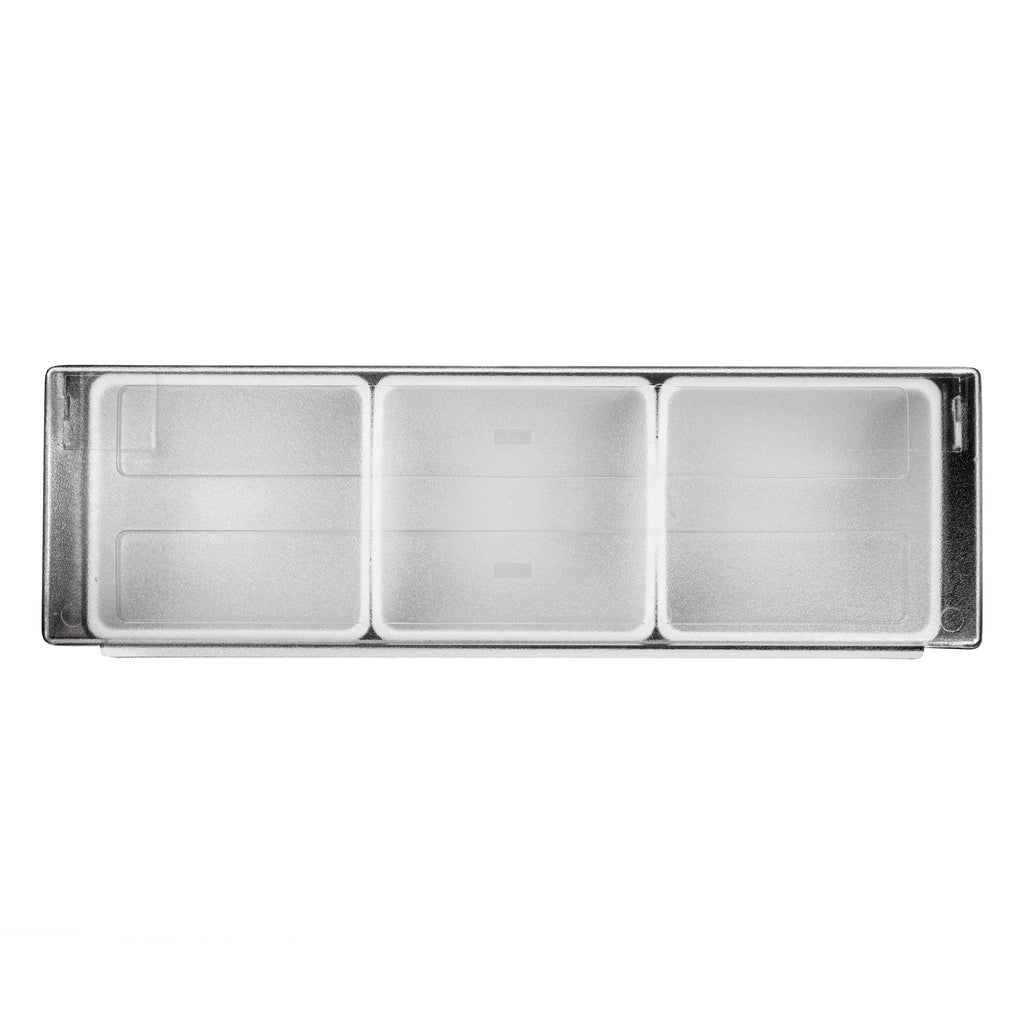 Bar Lux Black Plastic Condiment Caddy - 3 Compartments - 19 1/2" x 6 1/4" x 3 3/4" - 1 count box