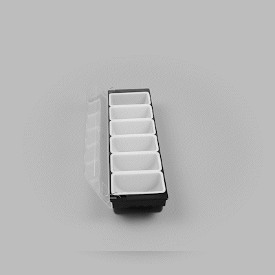 Bar Lux Black Plastic Condiment Caddy - 6 Compartments - 19 1/2" x 6 1/4" x 3 3/4" - 1 count box