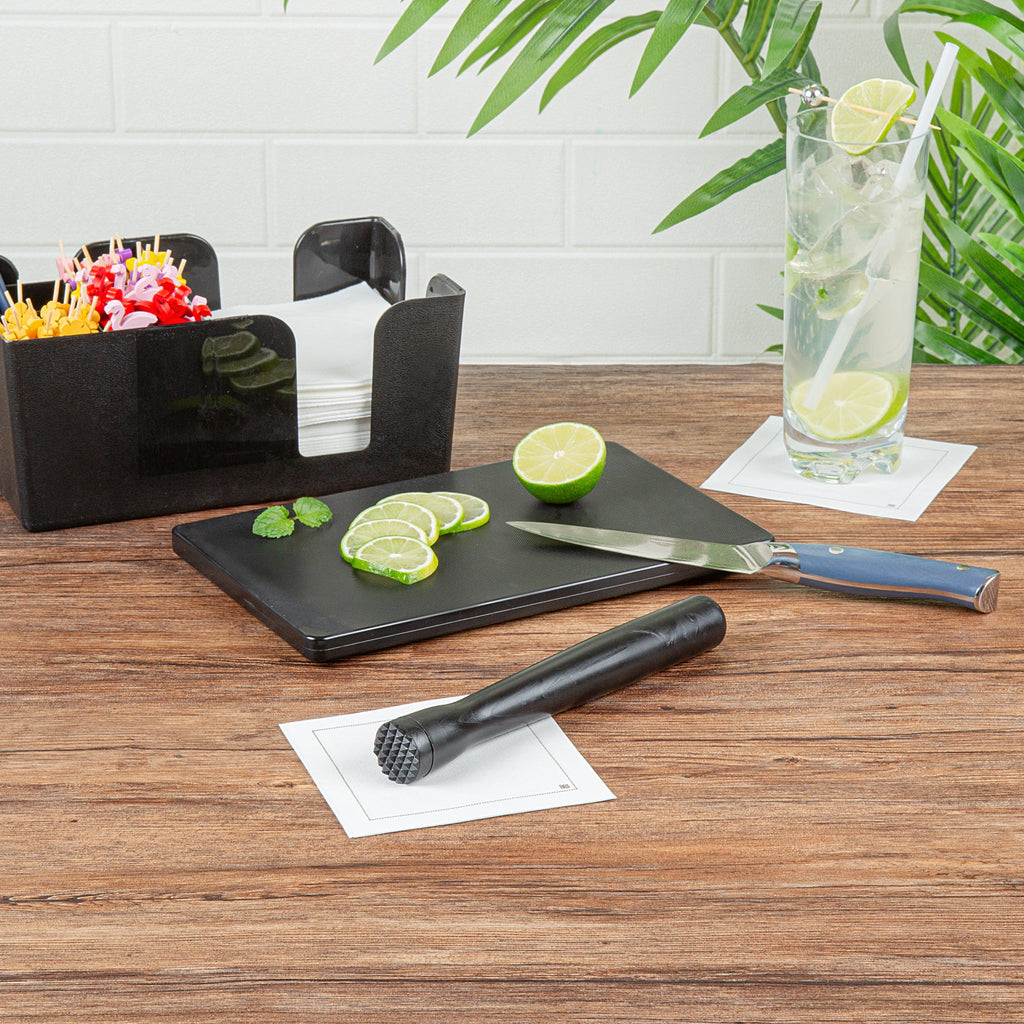 Bar Lux Black Plastic Cocktail Muddler - Tenderizer Head - 8 1/4" x 1" x 1" - 1 count box