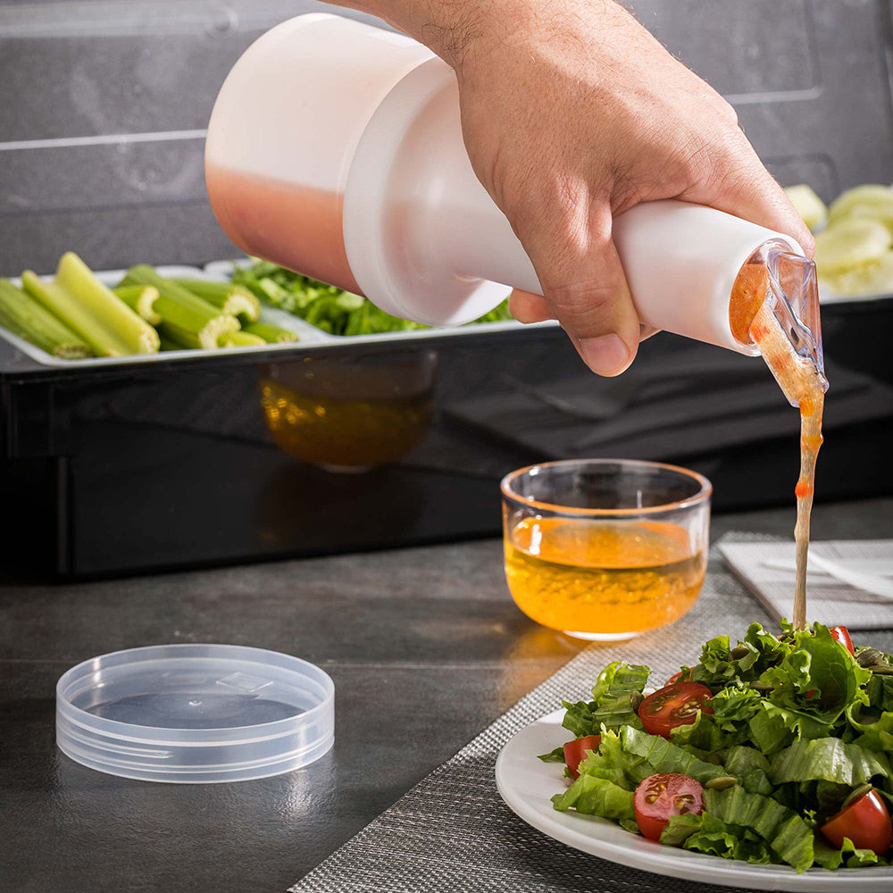Bar Lux 0.5 qt Plastic Quick Pour Storage Container Bottle - with Clear Spout and Lid - 3 1/2" x 3 1/2" x 10 1/4" - 1 count box