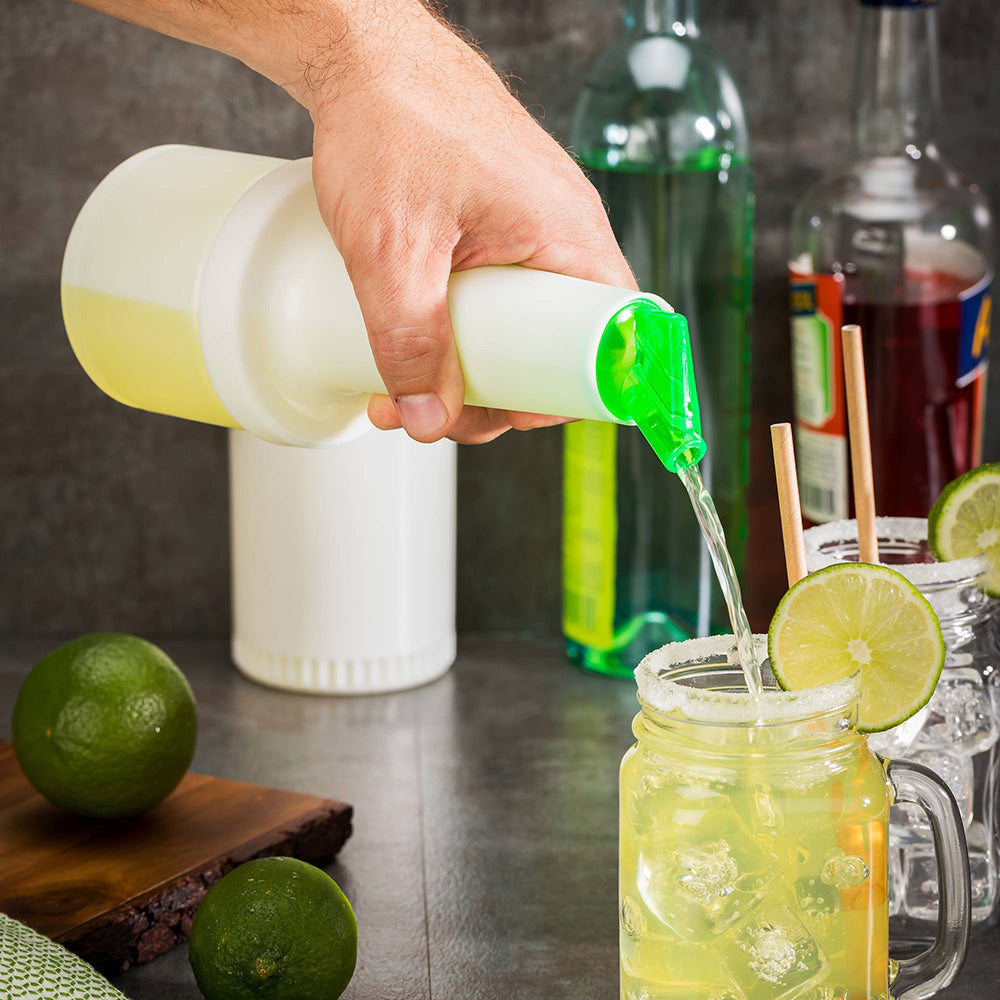Bar Lux 0.5 qt Plastic Quick Pour Storage Container Bottle - with Green Spout and Lid - 3 1/2" x 3 1/2" x 10 1/4" - 1 count box