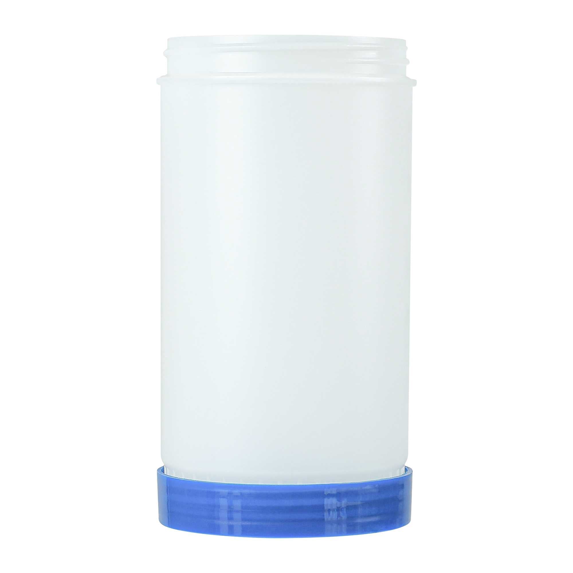 Bar Lux 1 qt Plastic Quick Pour Storage Container Bottle - with Blue Spout and Lid - 3 1/2" x 3 1/2" x 13" - 1 count box