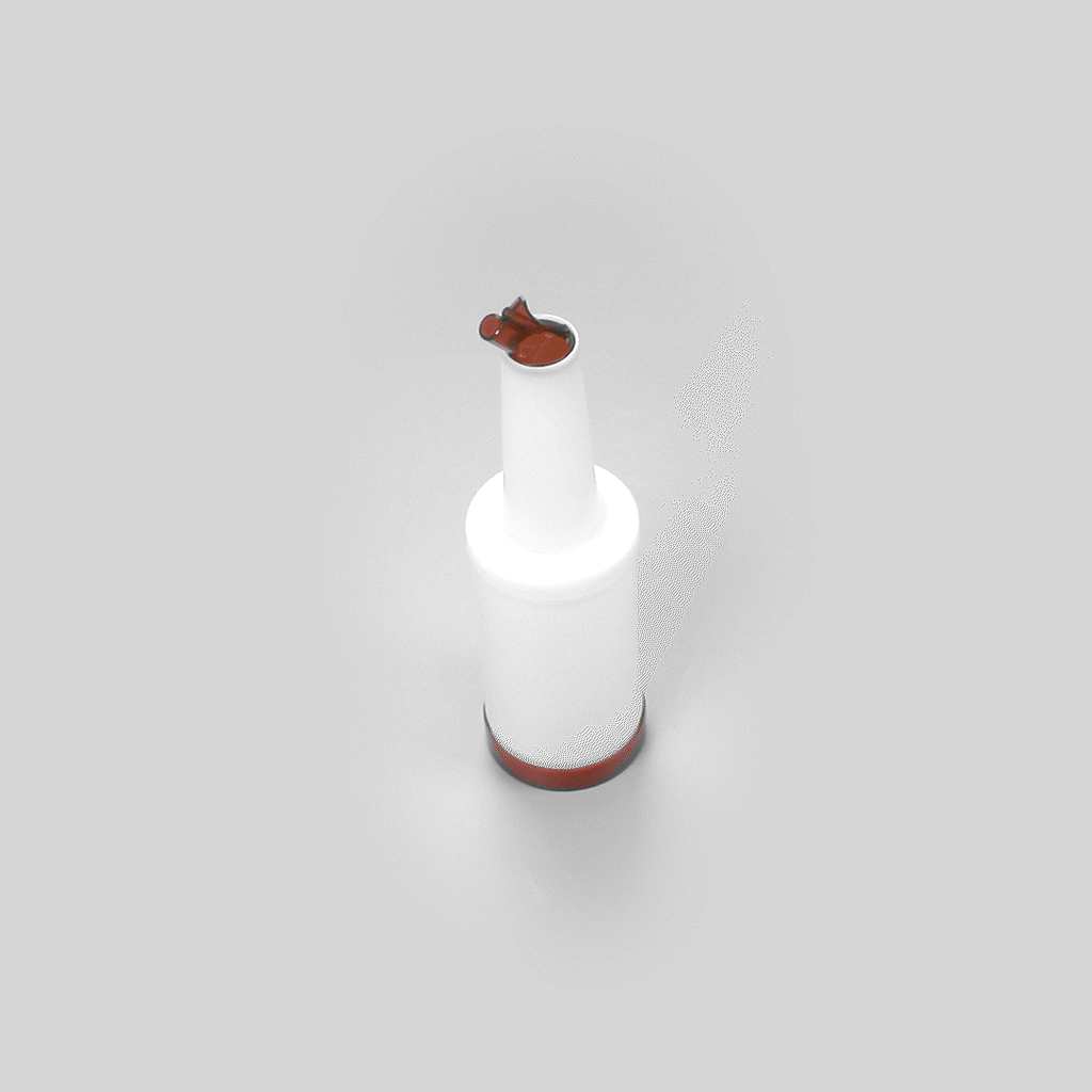 Bar Lux 1 qt Plastic Quick Pour Storage Container Bottle - with Brown Spout and Lid - 3 1/2" x 3 1/2" x 13" - 1 count box