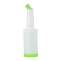 Bar Lux 1 qt Plastic Quick Pour Storage Container Bottle - with Green Spout and Lid - 3 1/2" x 3 1/2" x 13" - 1 count box