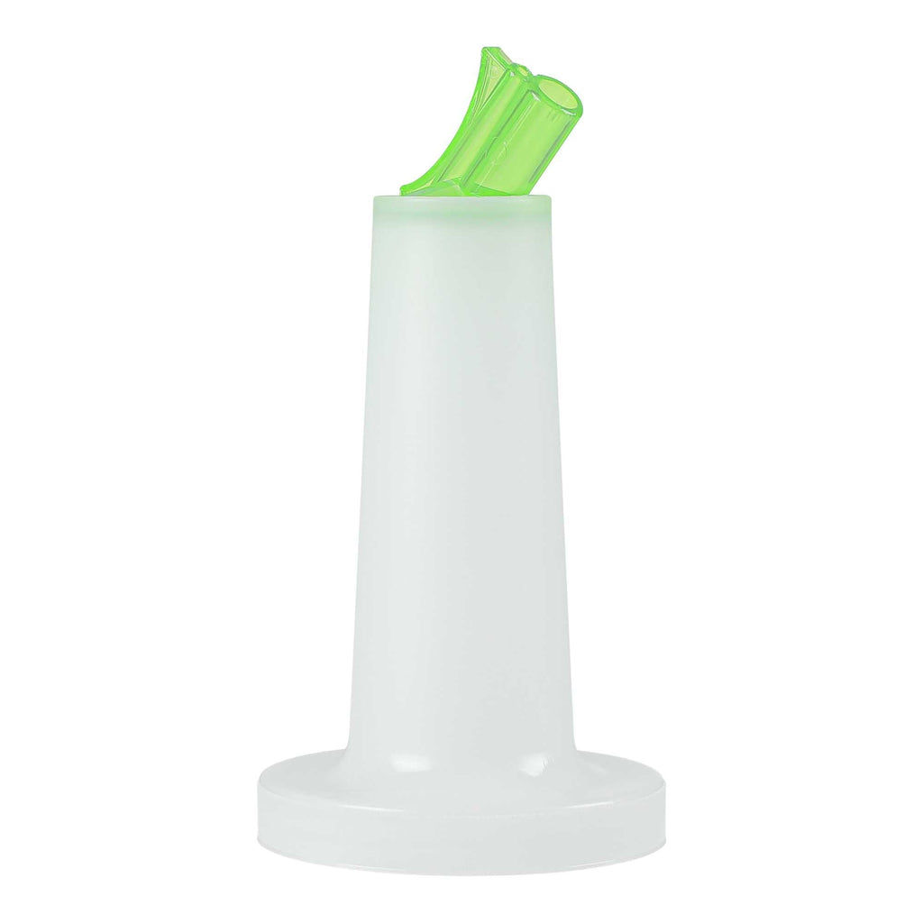 Bar Lux 1 qt Plastic Quick Pour Storage Container Bottle - with Green Spout and Lid - 3 1/2" x 3 1/2" x 13" - 1 count box