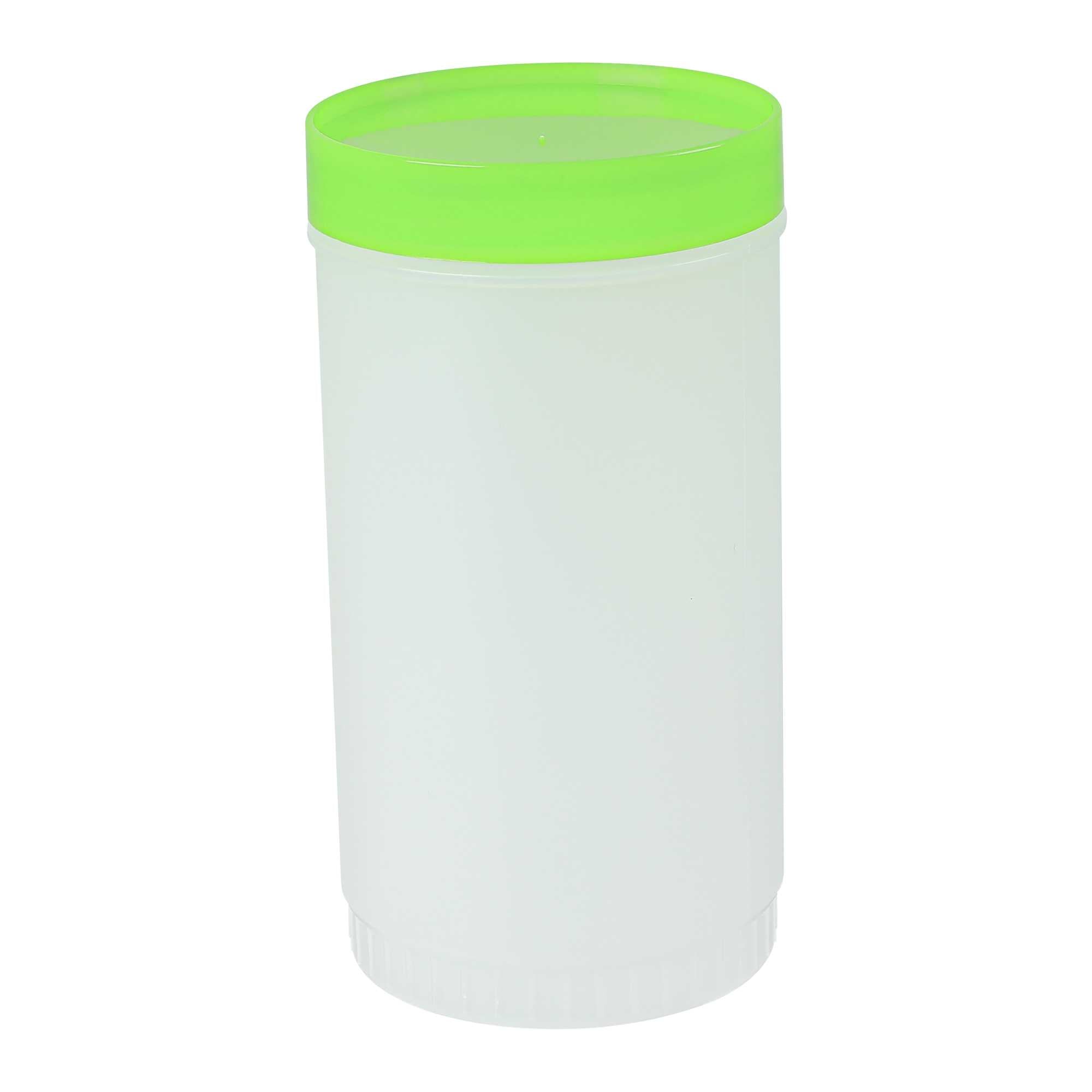 Bar Lux 1 qt Plastic Quick Pour Storage Container Bottle - with Green Spout and Lid - 3 1/2" x 3 1/2" x 13" - 1 count box
