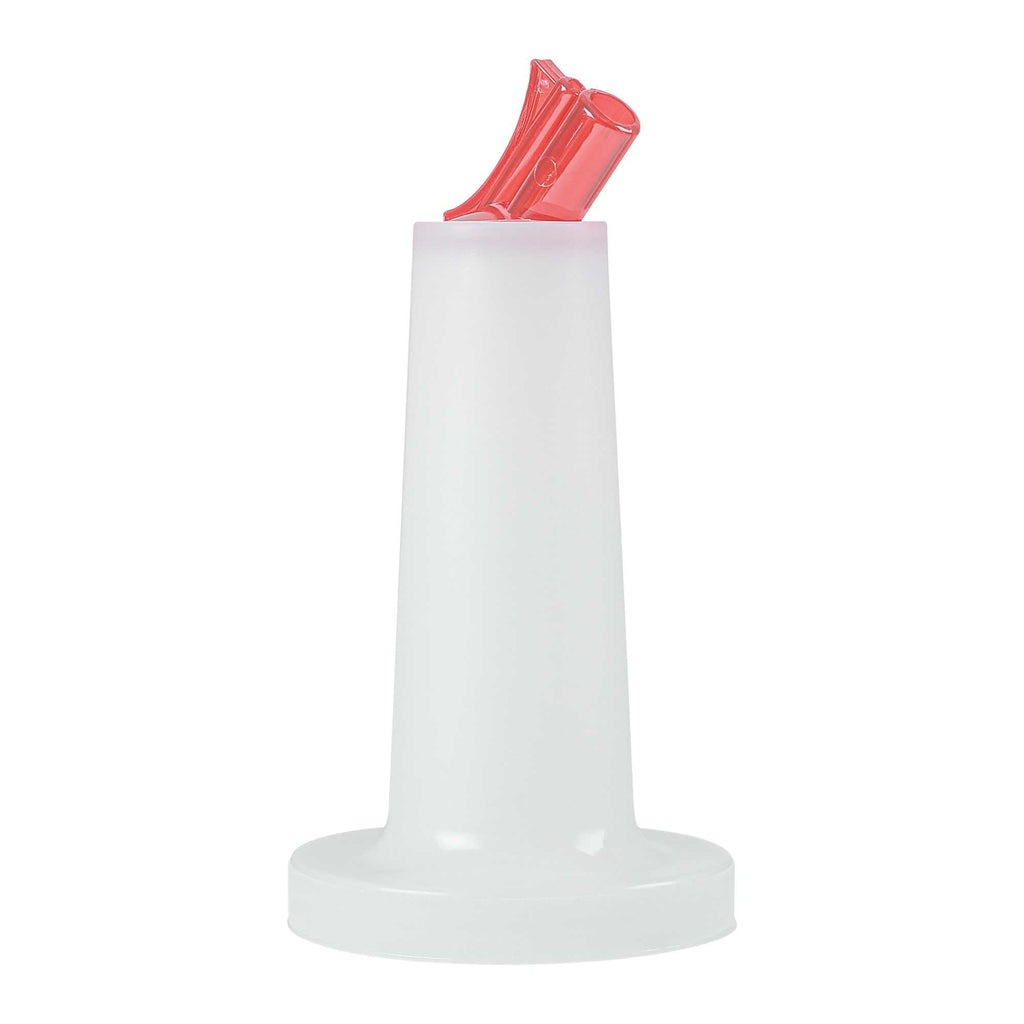 Bar Lux 1 qt Plastic Quick Pour Storage Container Bottle - with Red Spout and Lid - 3 1/2" x 3 1/2" x 13" - 1 count box