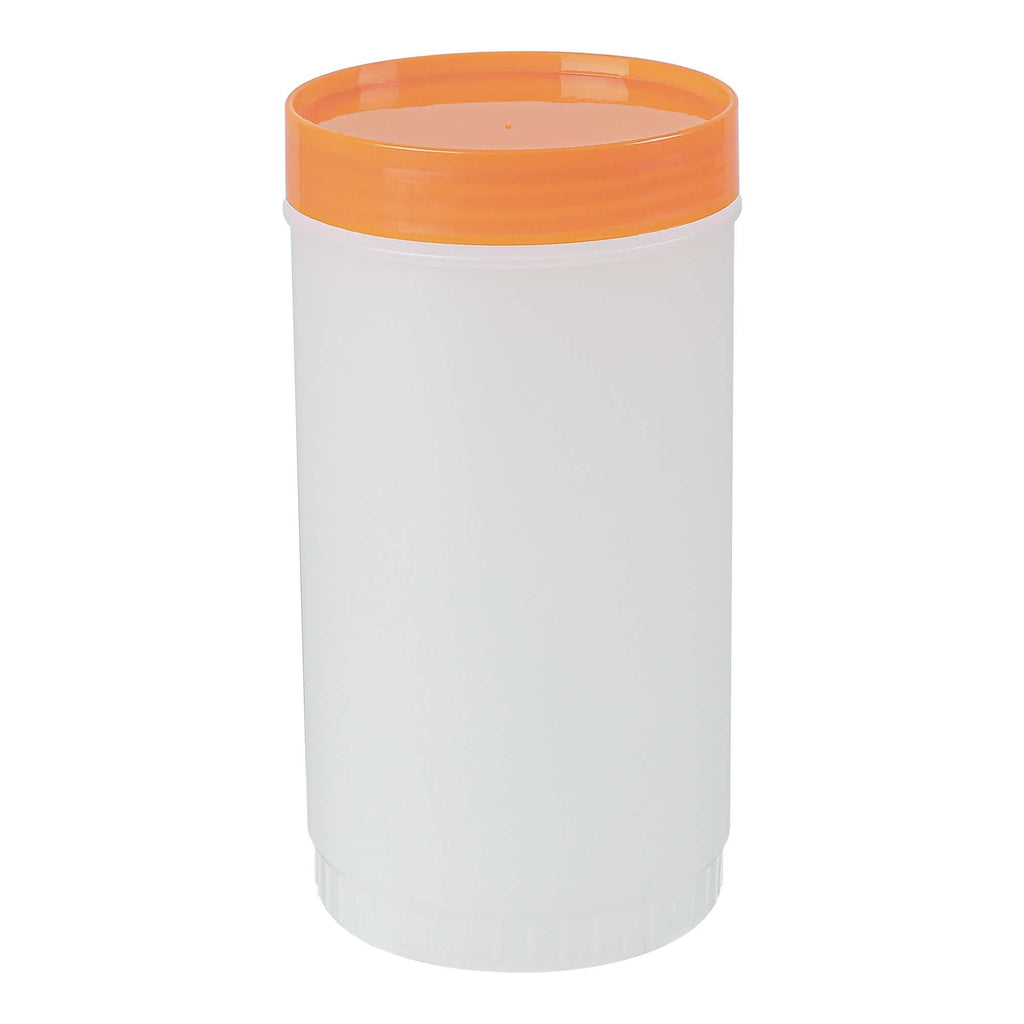 Bar Lux 1 qt Plastic Quick Pour Storage Container Bottle - with Orange Spout and Lid - 3 1/2" x 3 1/2" x 13" - 1 count box