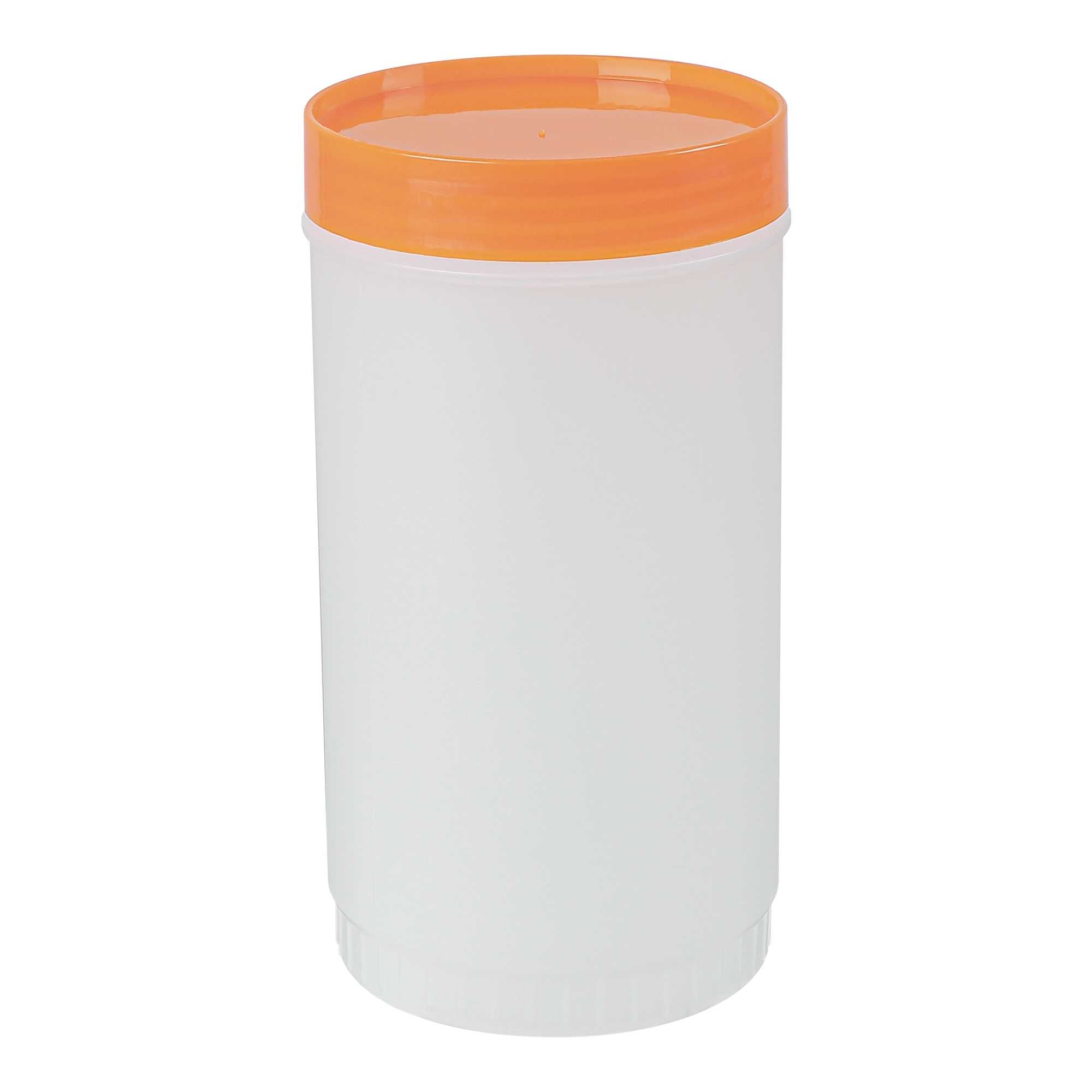 Bar Lux 1 qt Plastic Quick Pour Storage Container Bottle - with Orange Spout and Lid - 3 1/2" x 3 1/2" x 13" - 1 count box