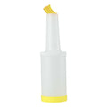 Bar Lux 1 qt Plastic Quick Pour Storage Container Bottle - with Yellow Spout and Lid - 3 1/2" x 3 1/2" x 13" - 1 count box