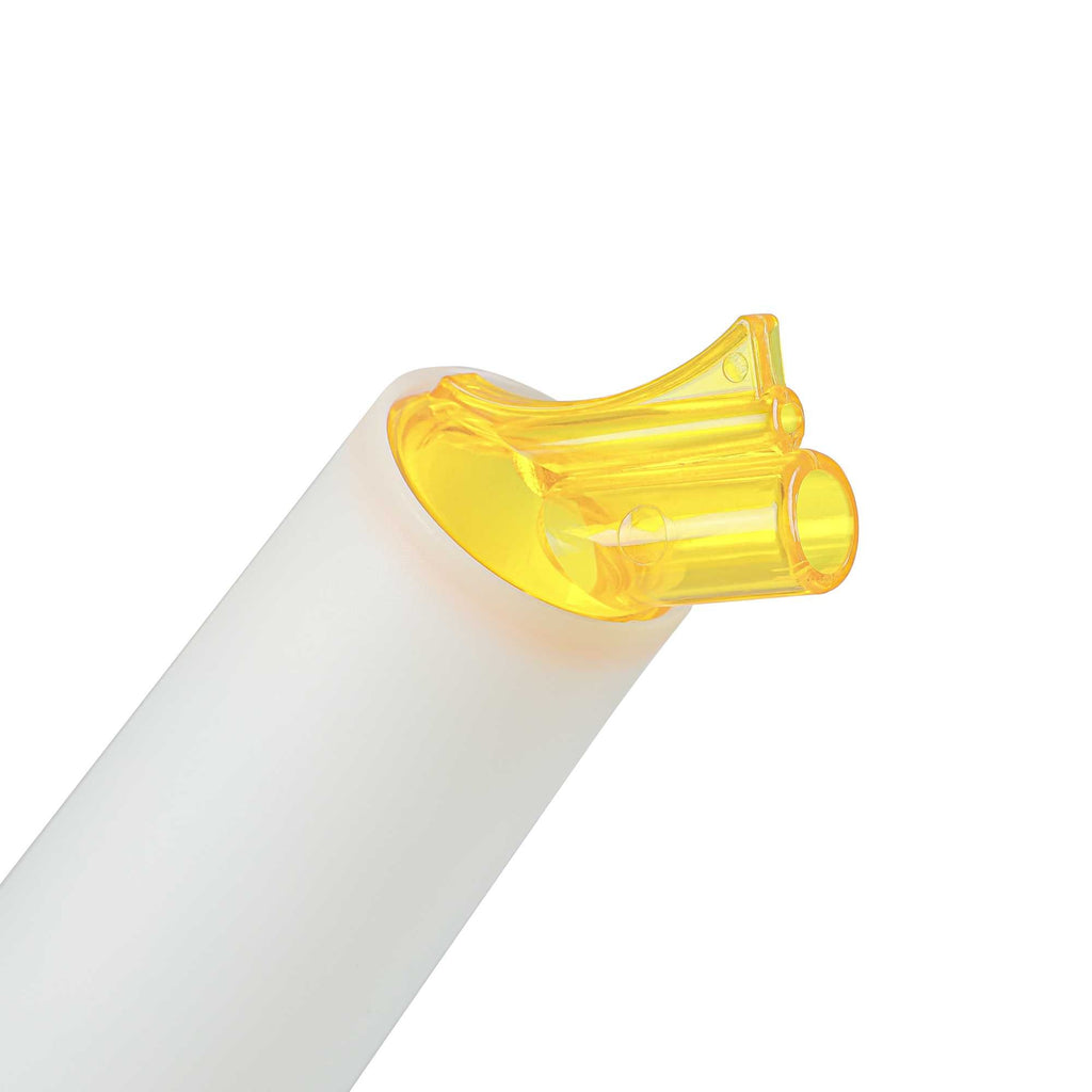 Bar Lux 1 qt Plastic Quick Pour Storage Container Bottle - with Yellow Spout and Lid - 3 1/2" x 3 1/2" x 13" - 1 count box