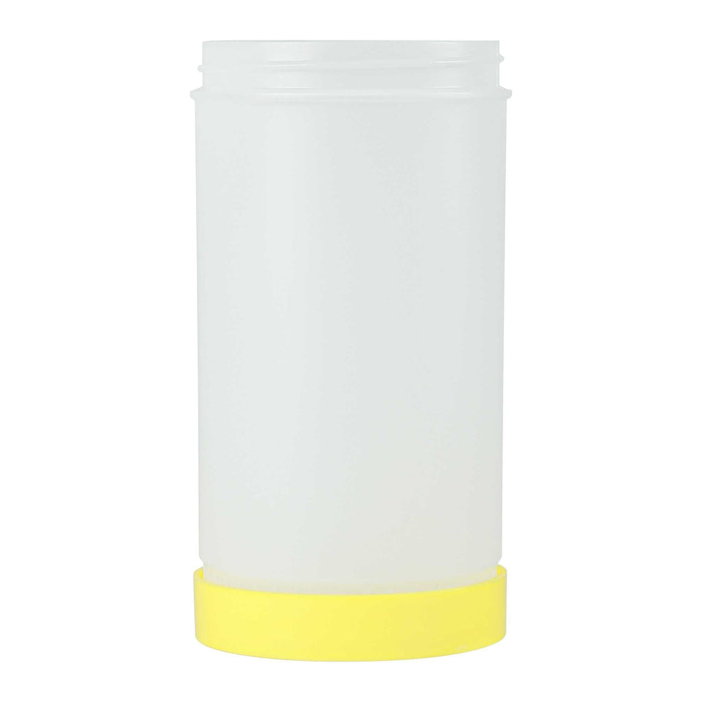 Bar Lux 1 qt Plastic Quick Pour Storage Container Bottle - with Yellow Spout and Lid - 3 1/2" x 3 1/2" x 13" - 1 count box