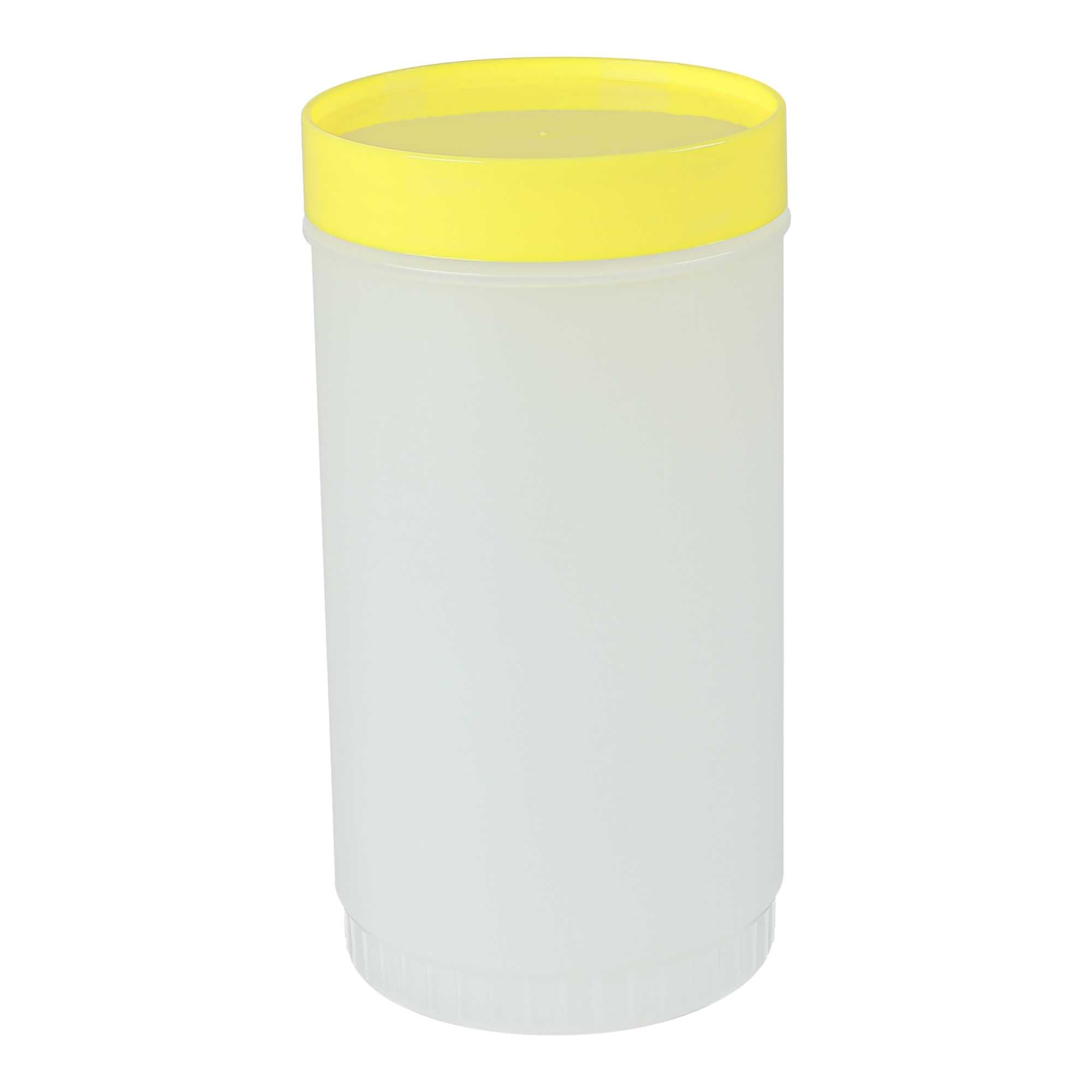 Bar Lux 1 qt Plastic Quick Pour Storage Container Bottle - with Yellow Spout and Lid - 3 1/2" x 3 1/2" x 13" - 1 count box
