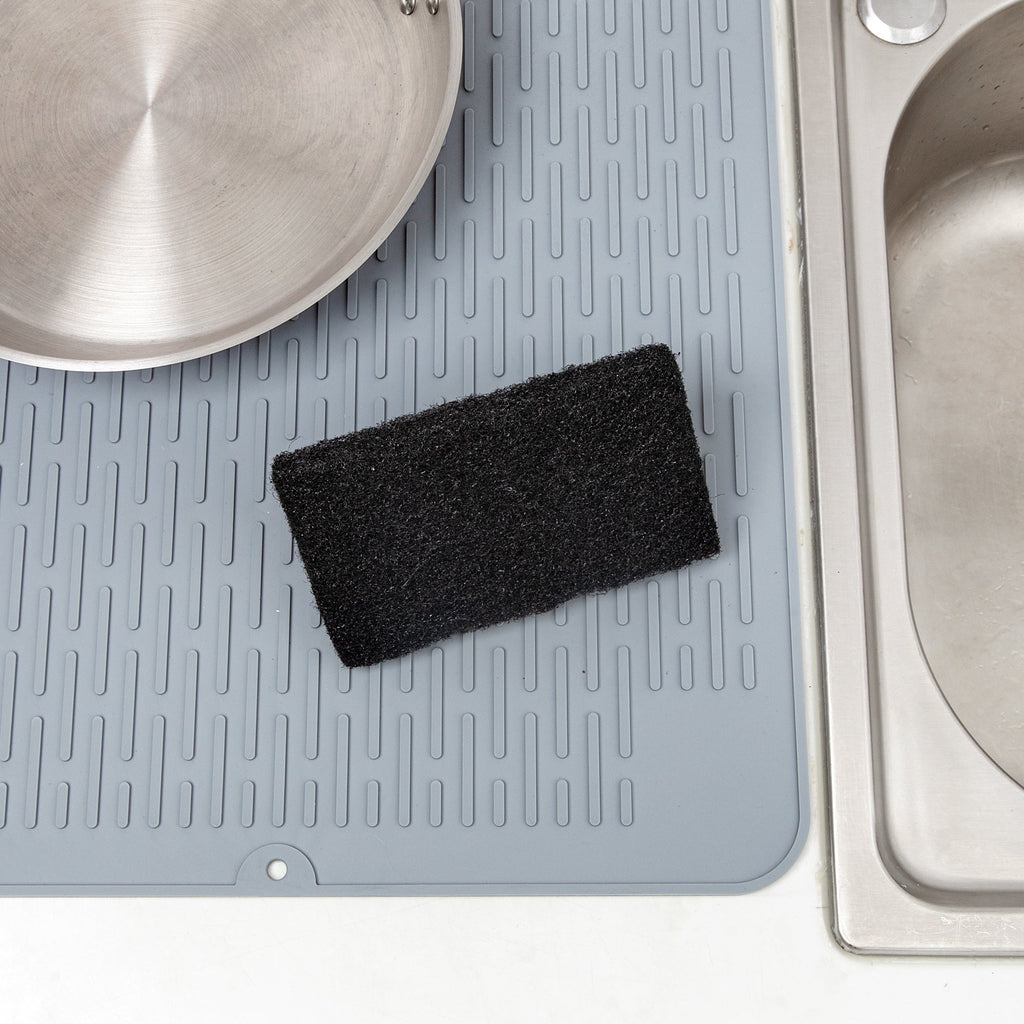 RW Clean Black Heavy-Duty Scouring Pad - Multi-Purpose, with Handle - 6" x 5 1/2" x 3" - 1 count box