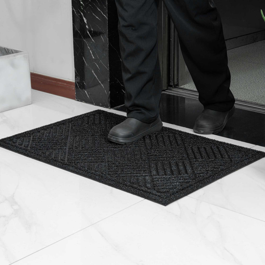 Comfy Feet Black Heavy-Duty Outdoor Floor Mat - Diamond - 36" x 24" - 1 count box