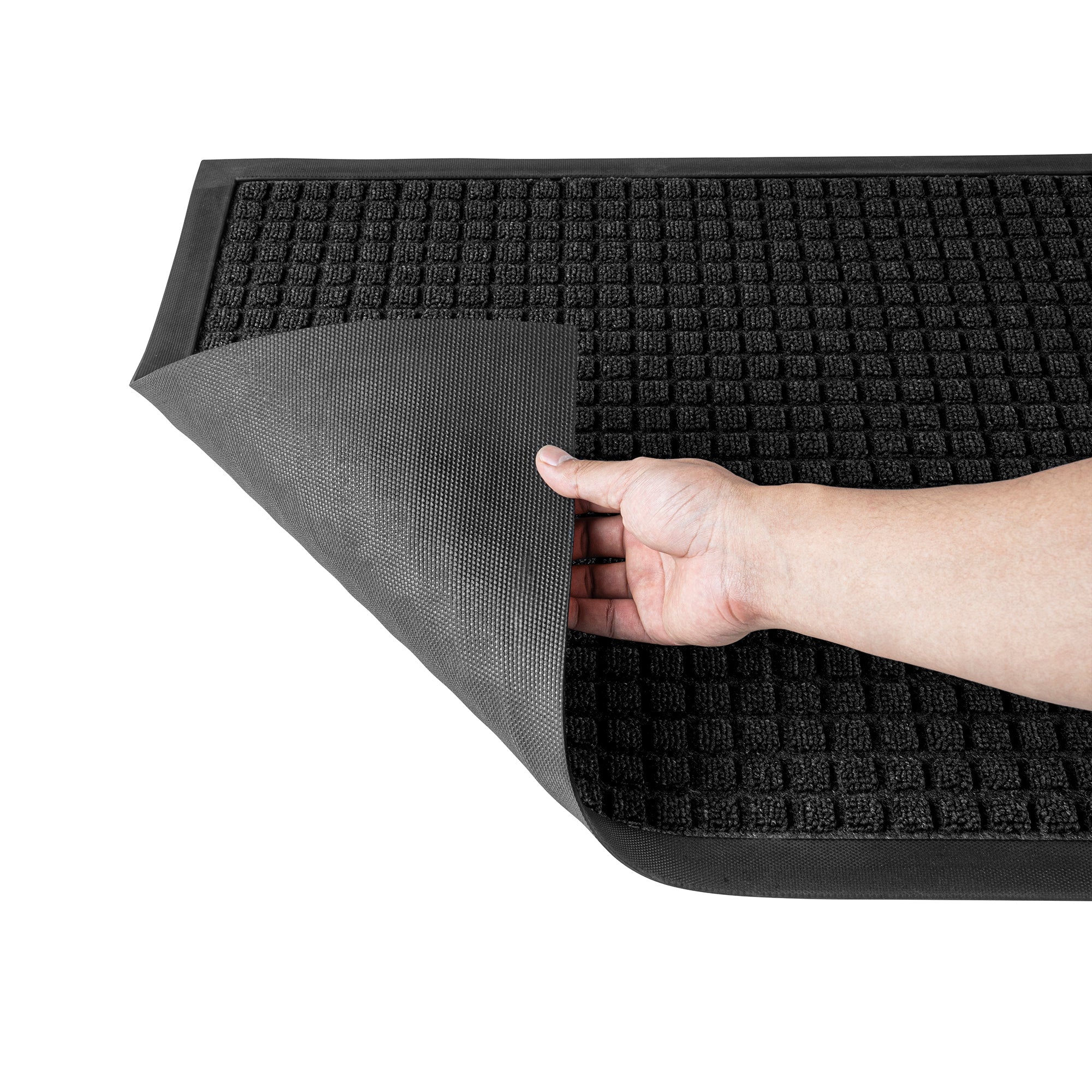 Comfy Feet Black Heavy-Duty Carpet Floor Mat - Waffle - 36" x 24" - 1 count box