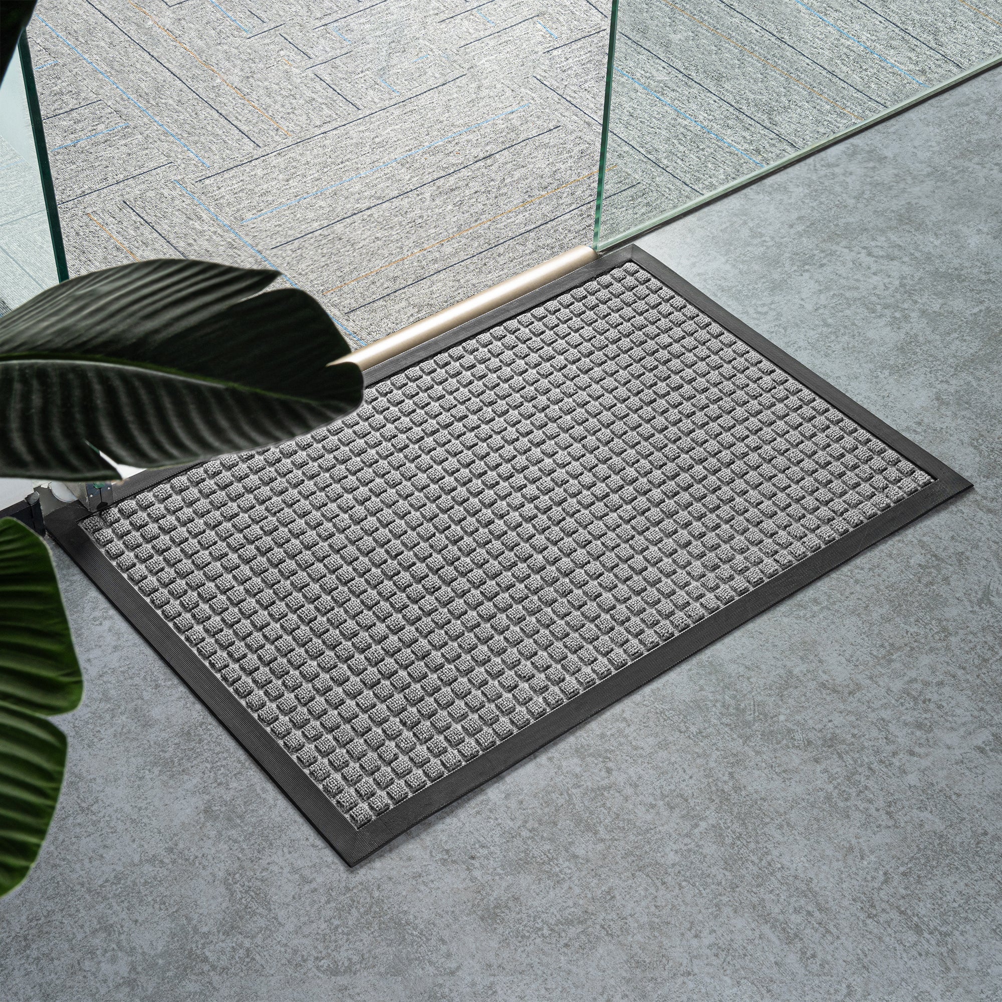 Comfy Feet Gray Heavy-Duty Carpet Floor Mat - Waffle - 36" x 24" - 1 count box