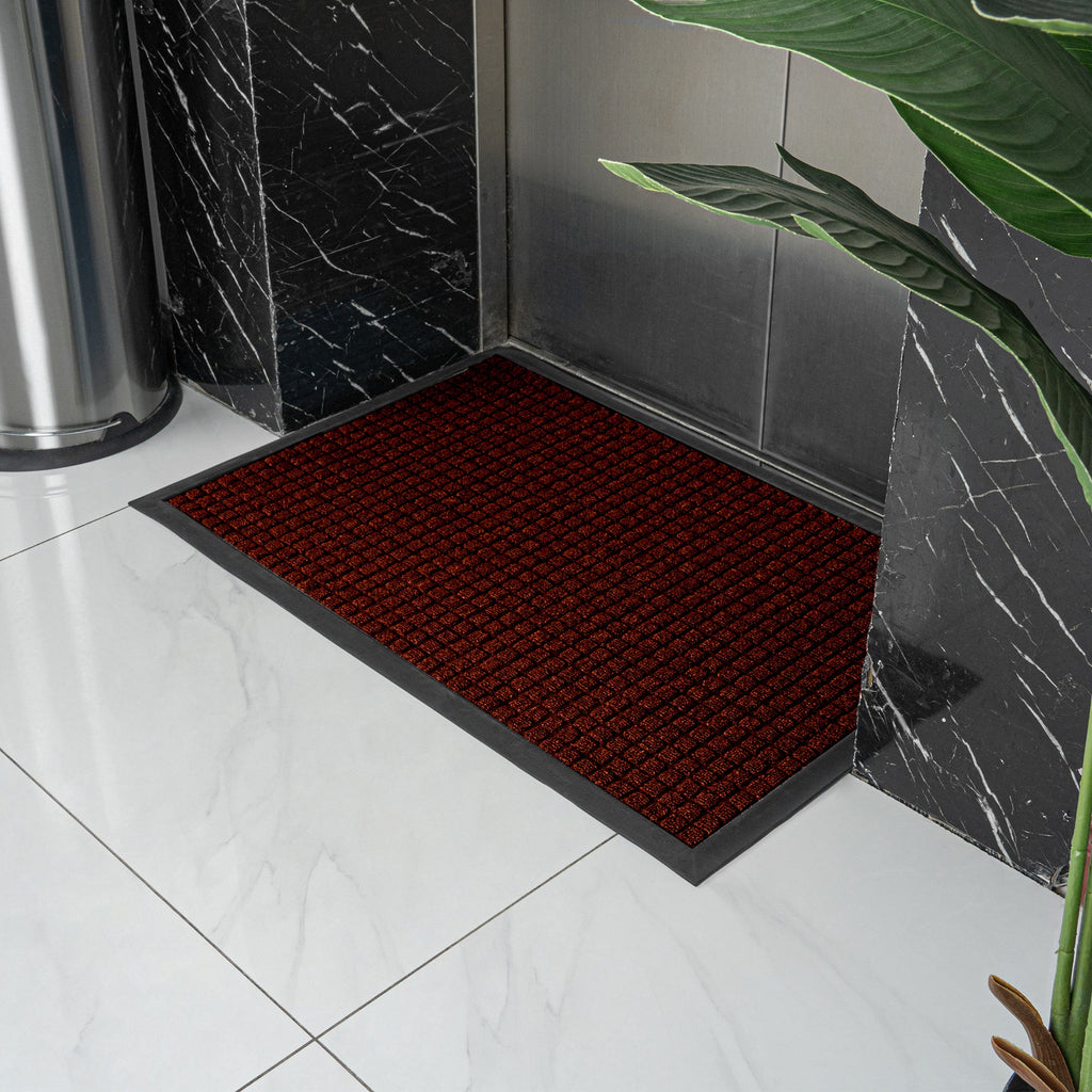 Comfy Feet Burgundy Heavy-Duty Carpet Floor Mat - Waffle - 36" x 24" - 1 count box