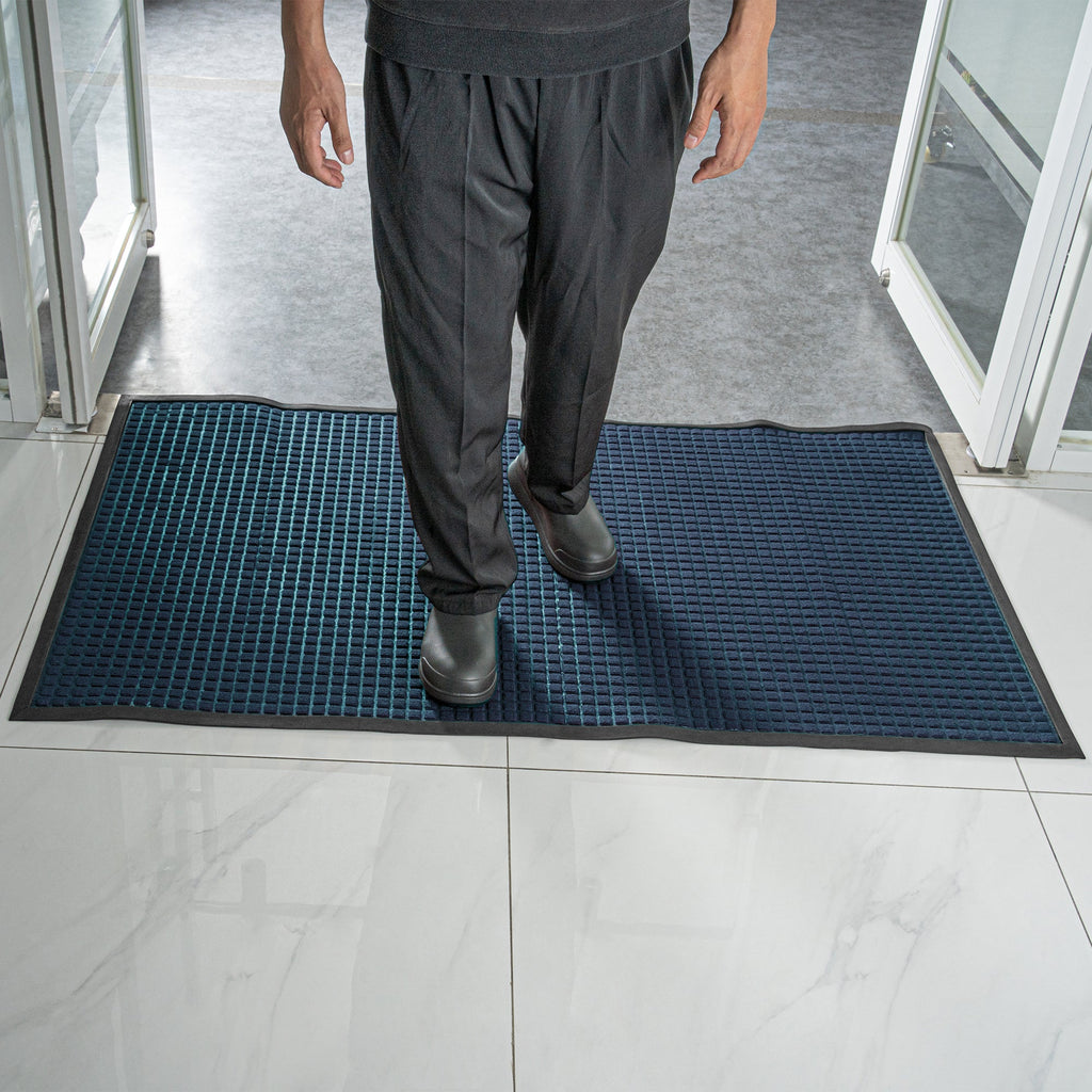 Comfy Feet Blue Heavy-Duty Carpet Floor Mat - Waffle - 60" x 36" - 1 count box