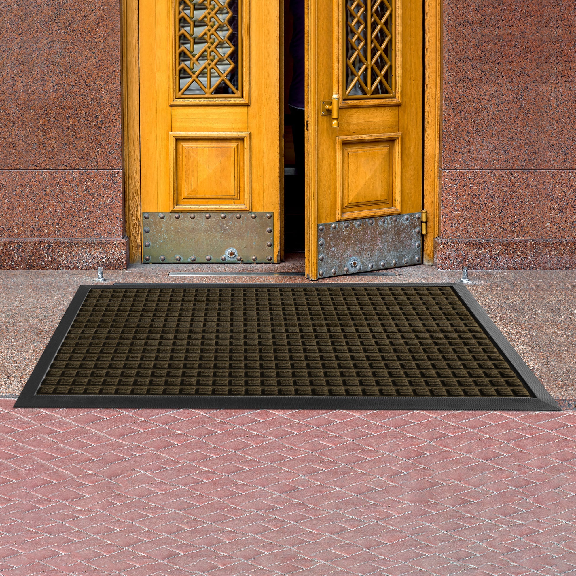 Comfy Feet Brown Heavy-Duty Carpet Floor Mat - Waffle, heavy-duty - 60" x 36" - 1 count box