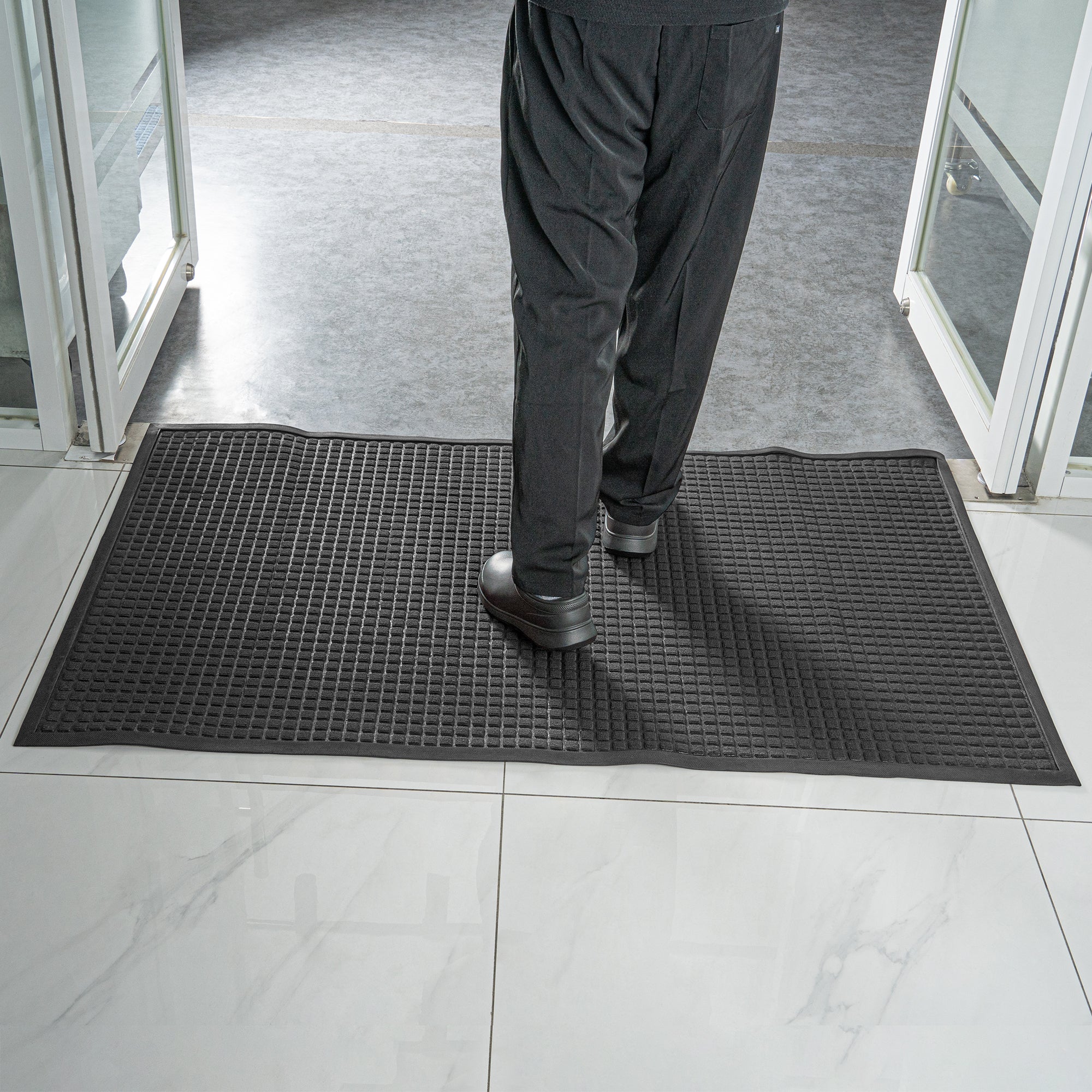 Comfy Feet Dark Gray Heavy-Duty Carpet Floor Mat - Waffle - 60" x 36" - 1 count box