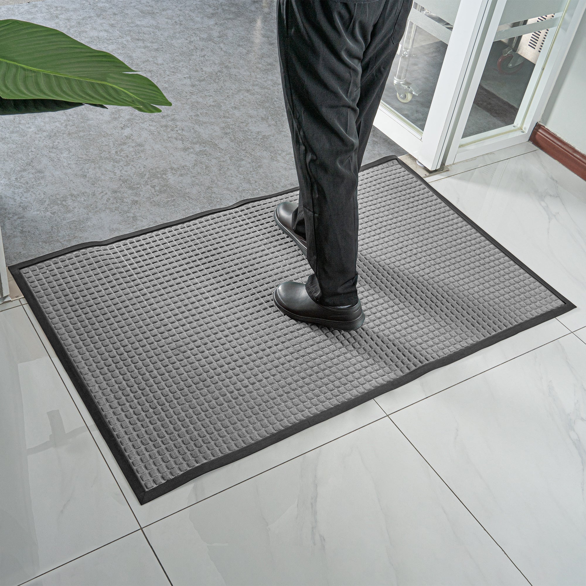 Comfy Feet Gray Heavy-Duty Carpet Floor Mat - Waffle - 60" x 36" - 1 count box