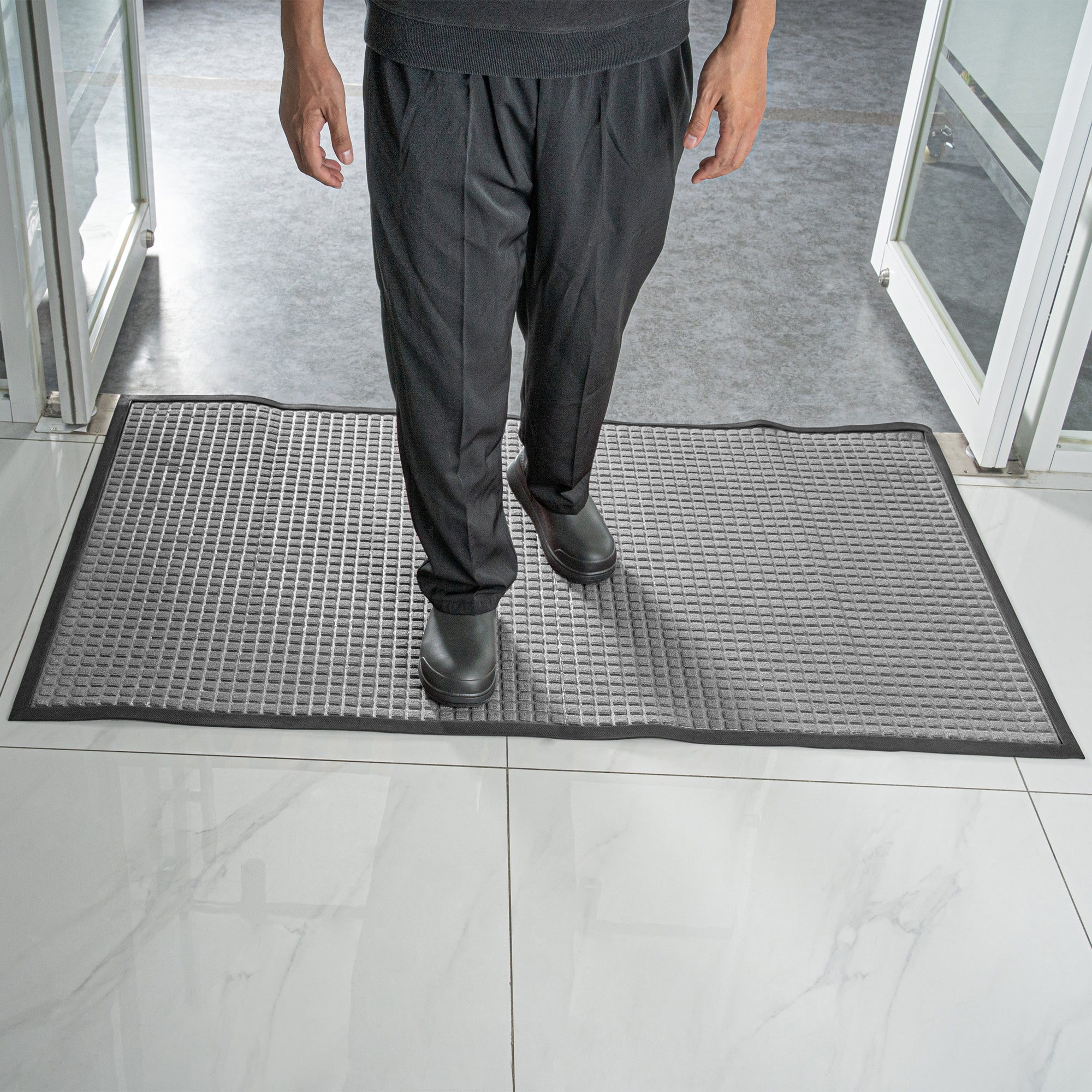 Comfy Feet Gray Heavy-Duty Carpet Floor Mat - Waffle - 60" x 36" - 1 count box