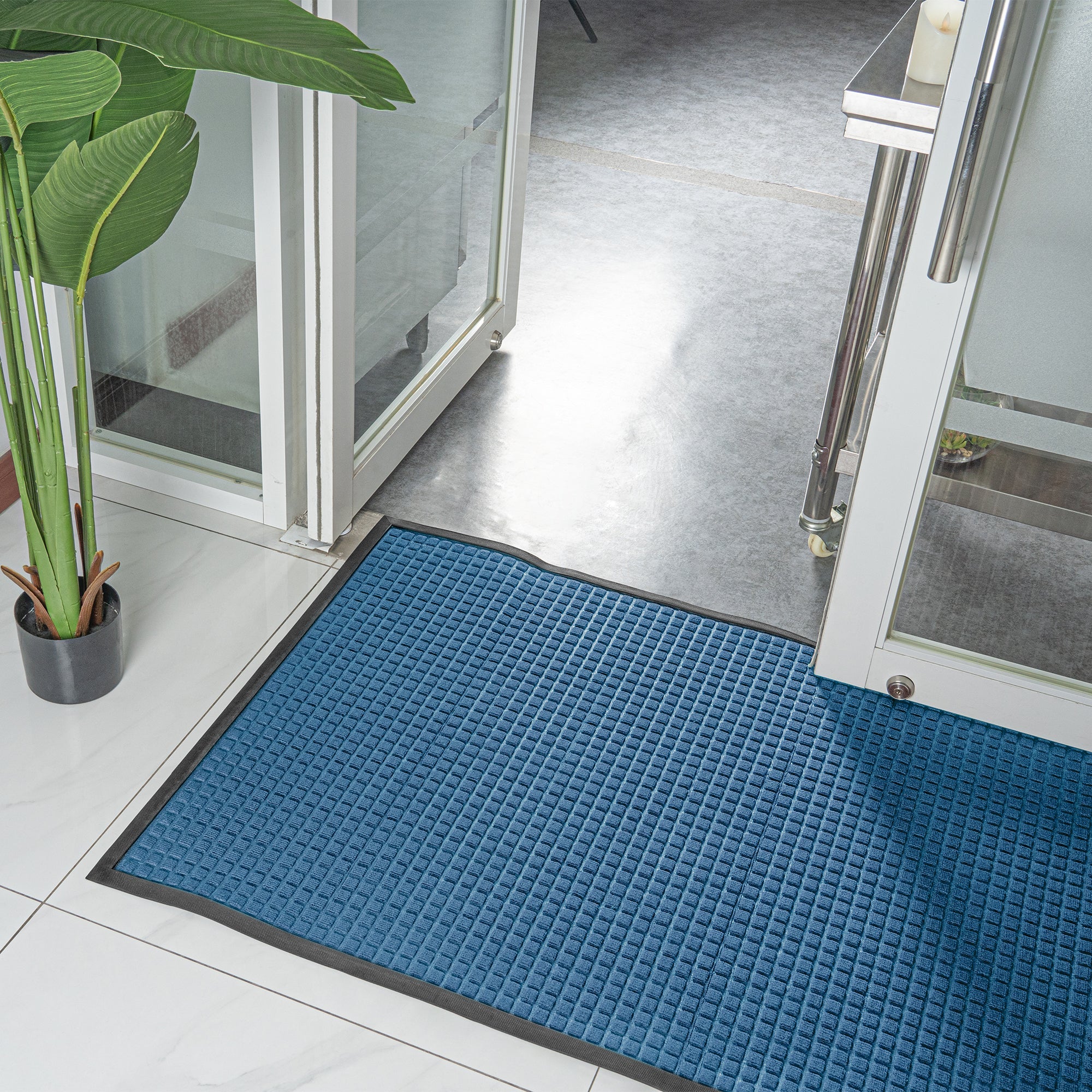 Comfy Feet Light Blue Heavy-Duty Carpet Floor Mat - Waffle - 60" x 36" - 1 count box