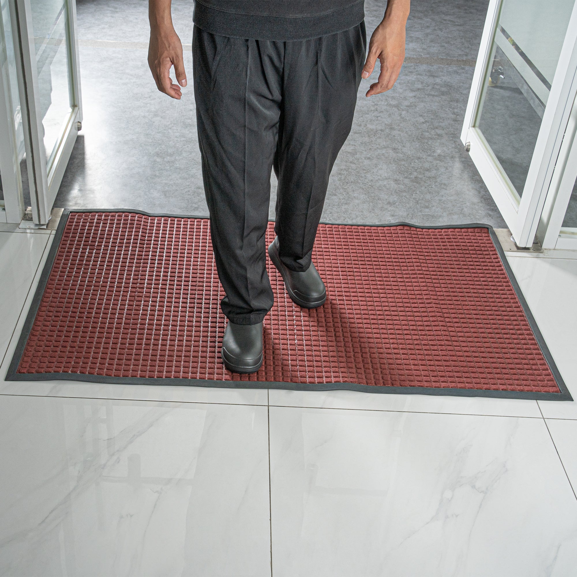 Comfy Feet Burgundy Heavy-Duty Carpet Floor Mat - Waffle - 60" x 36" - 1 count box