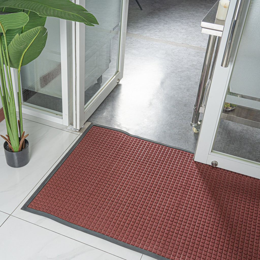 Comfy Feet Burgundy Heavy-Duty Carpet Floor Mat - Waffle - 60" x 36" - 1 count box