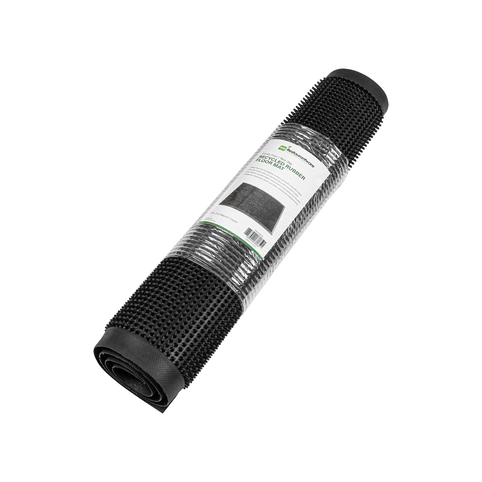 Comfy Feet Black Rubber Floor Mat - Non-Slip - 36" x 24" - 1 count box