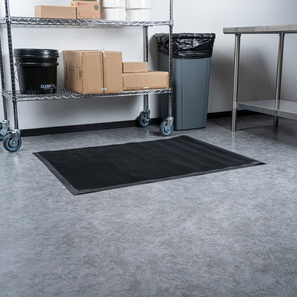 Comfy Feet Black Rubber Floor Mat - Non-Slip - 48" x 36" - 1 count box