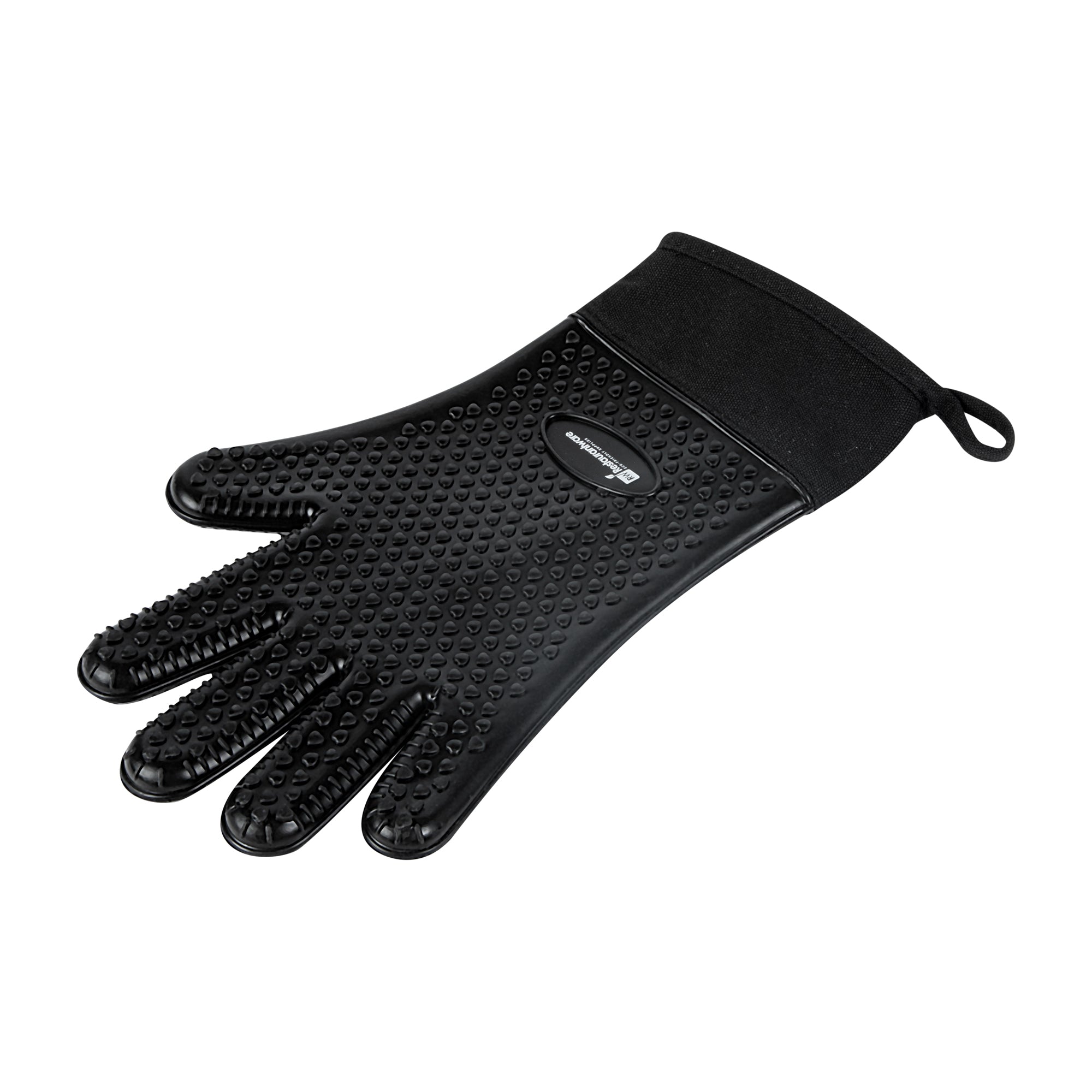Comfy Grip Black Silicone Oven Mitt - Heat-Resistant, Cotton Lining - 13" x 7 1/2" x 1/2" - 1 count box