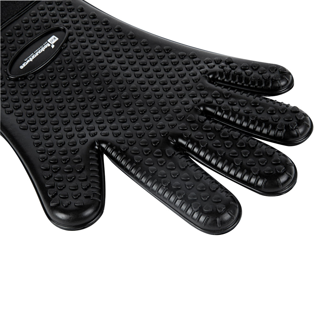 Comfy Grip Black Silicone Oven Mitt - Heat-Resistant, Cotton Lining - 13" x 7 1/2" x 1/2" - 1 count box